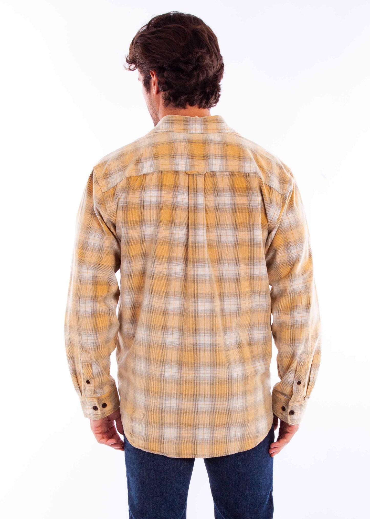 Scully Western Men's Corduroy Plaid Button Shirt in Natural