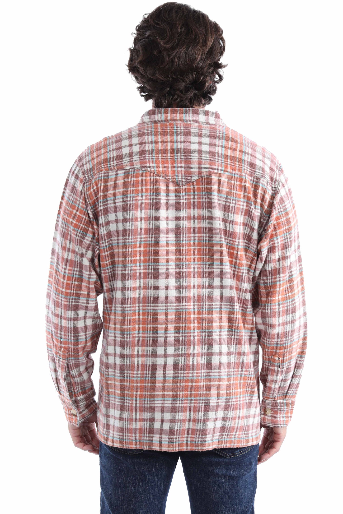 Scully Western Men's Lightweight Flannel Shirt Jac Jacket in Rust