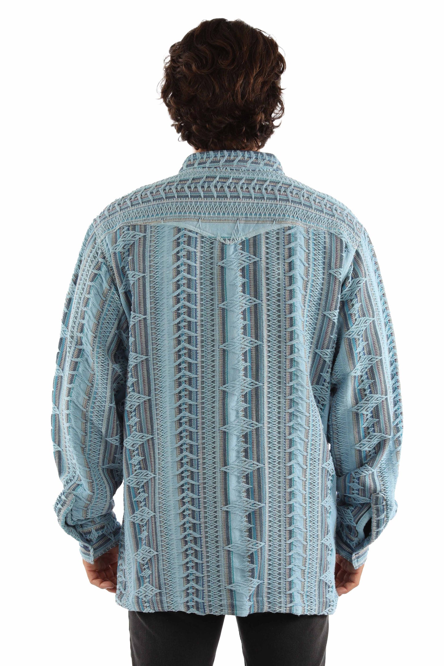 Scully Men's Arrow Diamond Jacquard Cotton Shirt in Blue