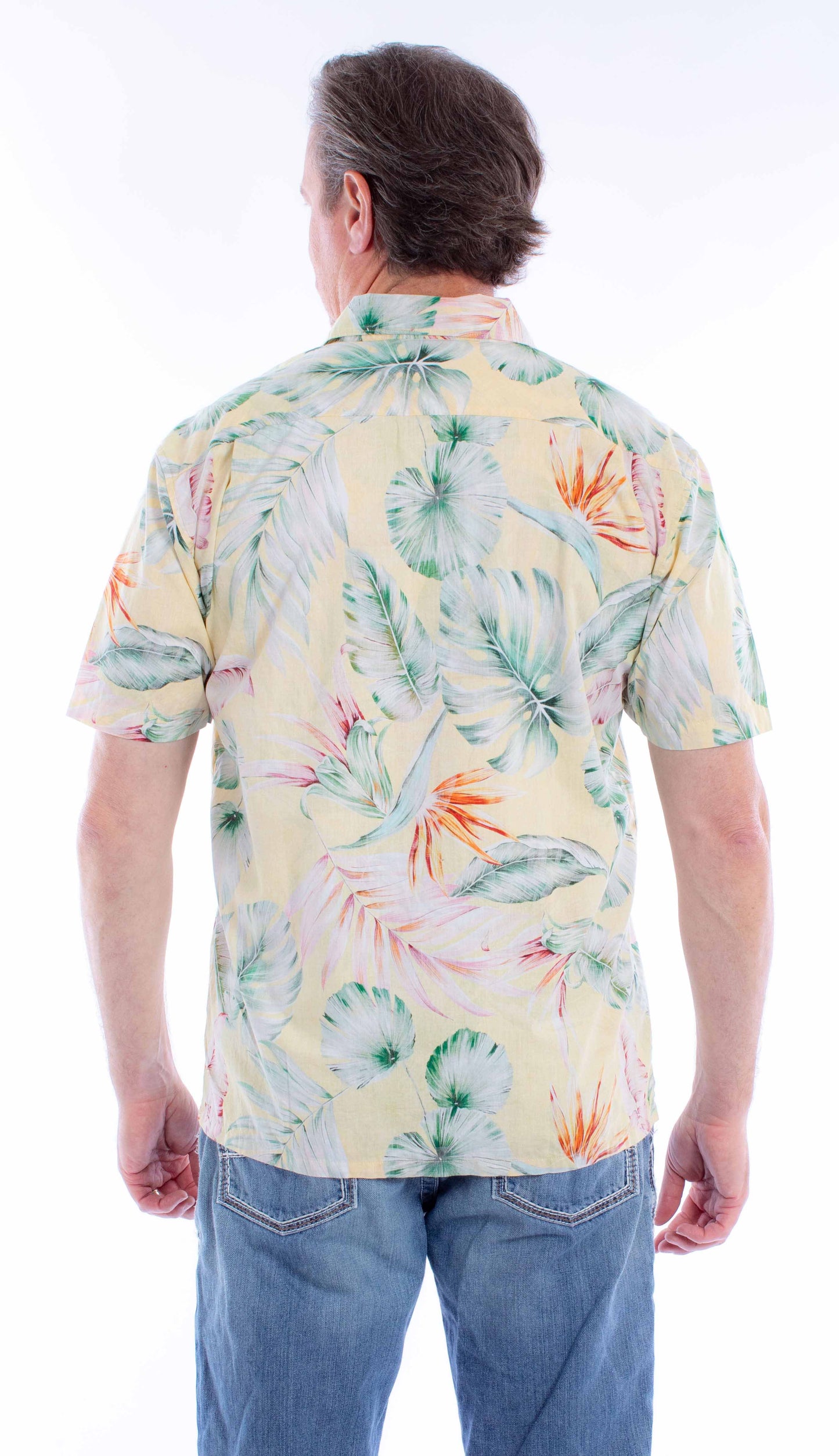 Scully Western Men's Hawaiian Print Button Shirt in Yellow