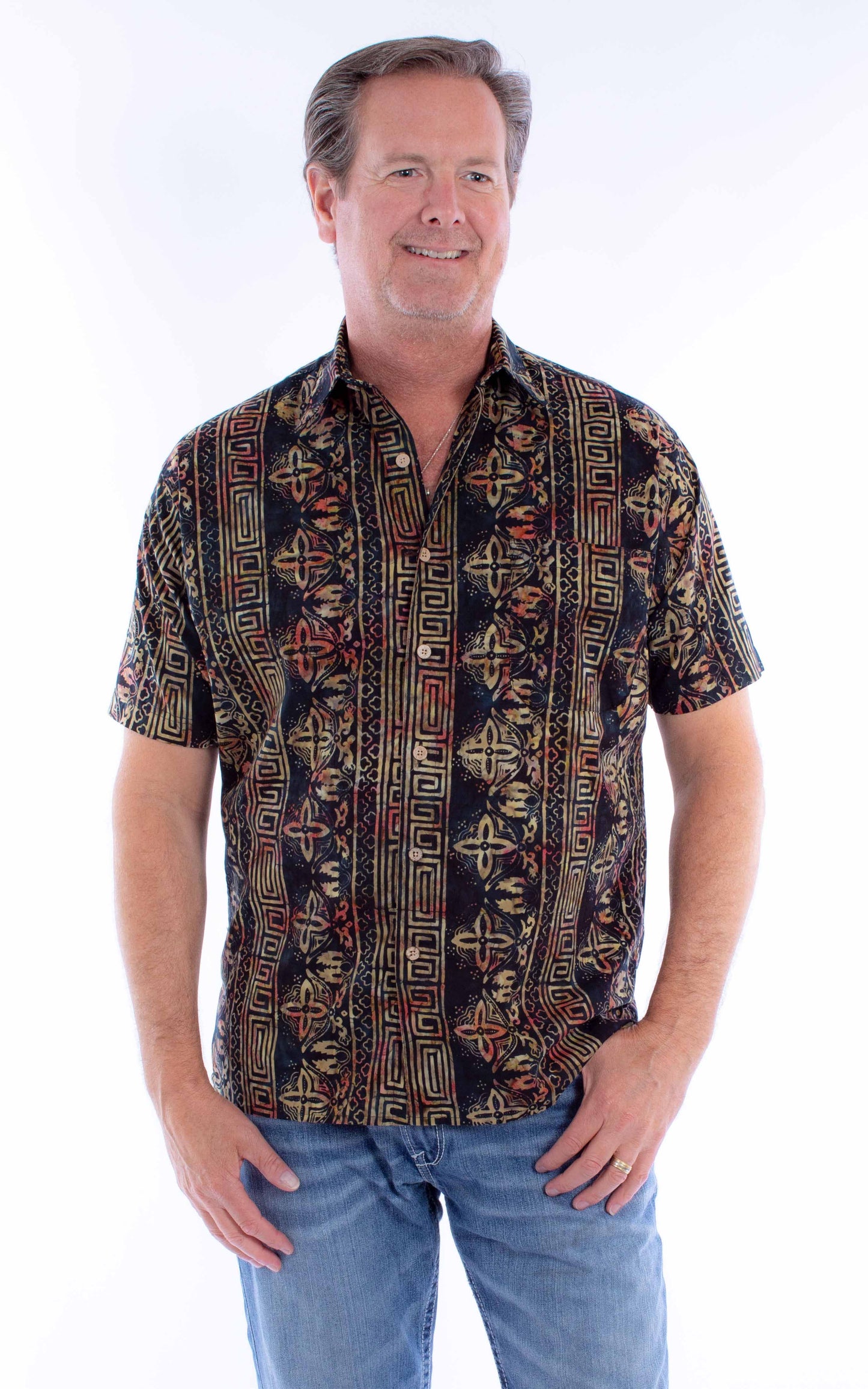 Scully Western Men's Batik Allover Print Shirt in Black