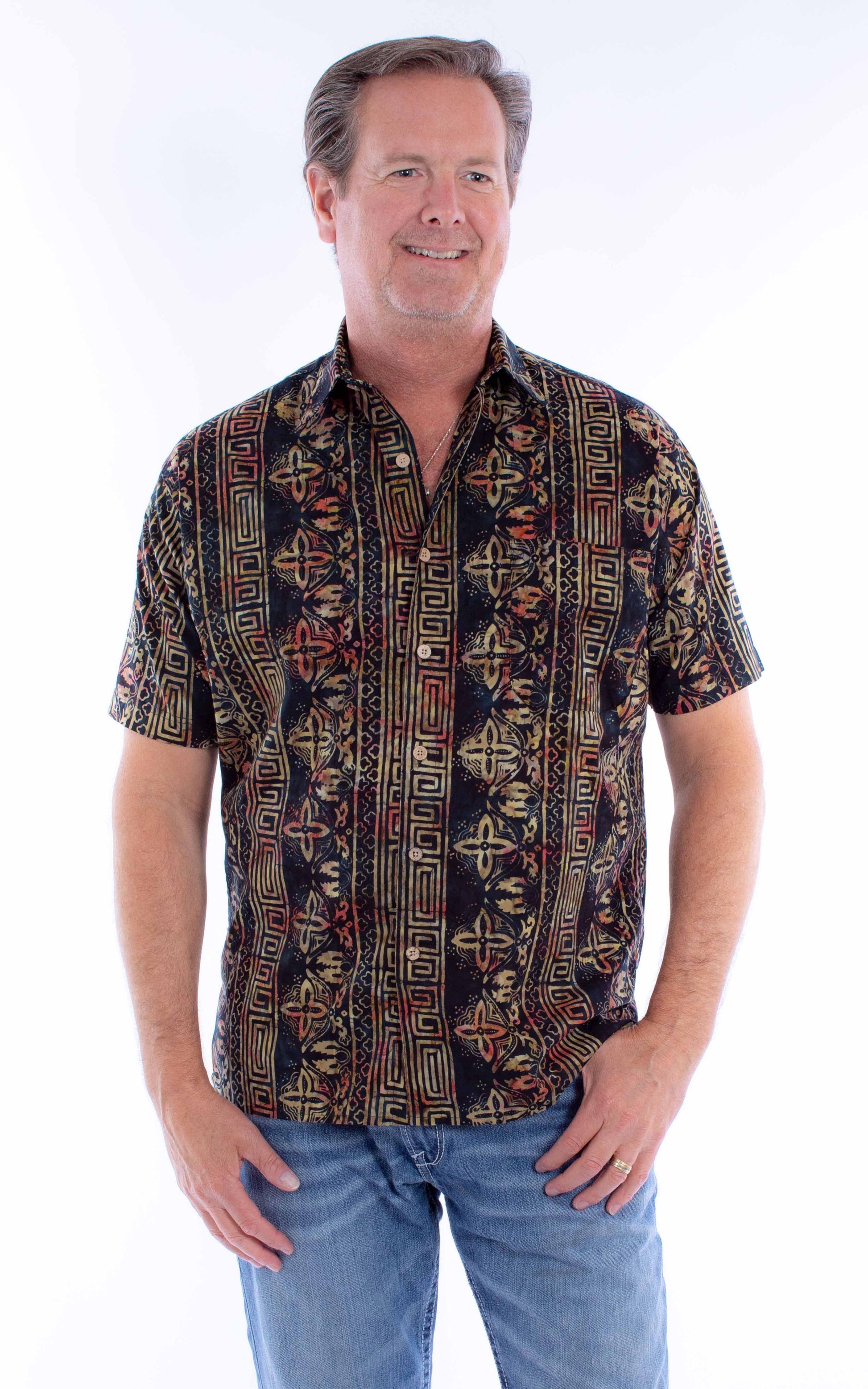 Scully Western Men's Batik Allover Print Shirt in Black