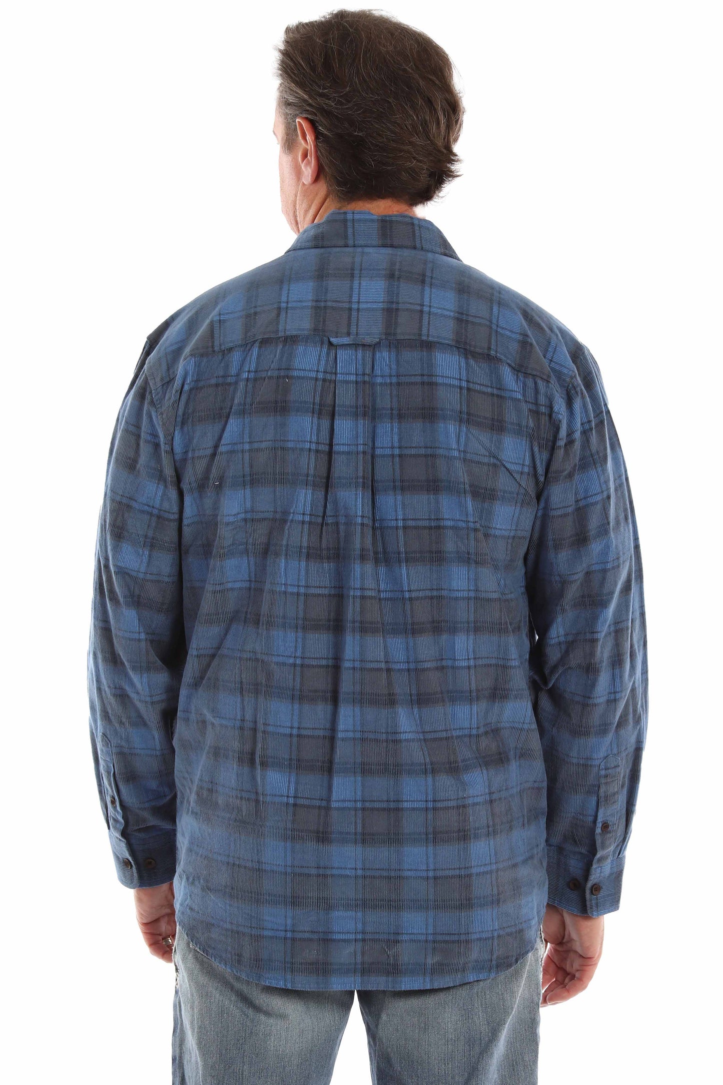 Scully Men's Corduroy Plaid Color Shirt in Blue