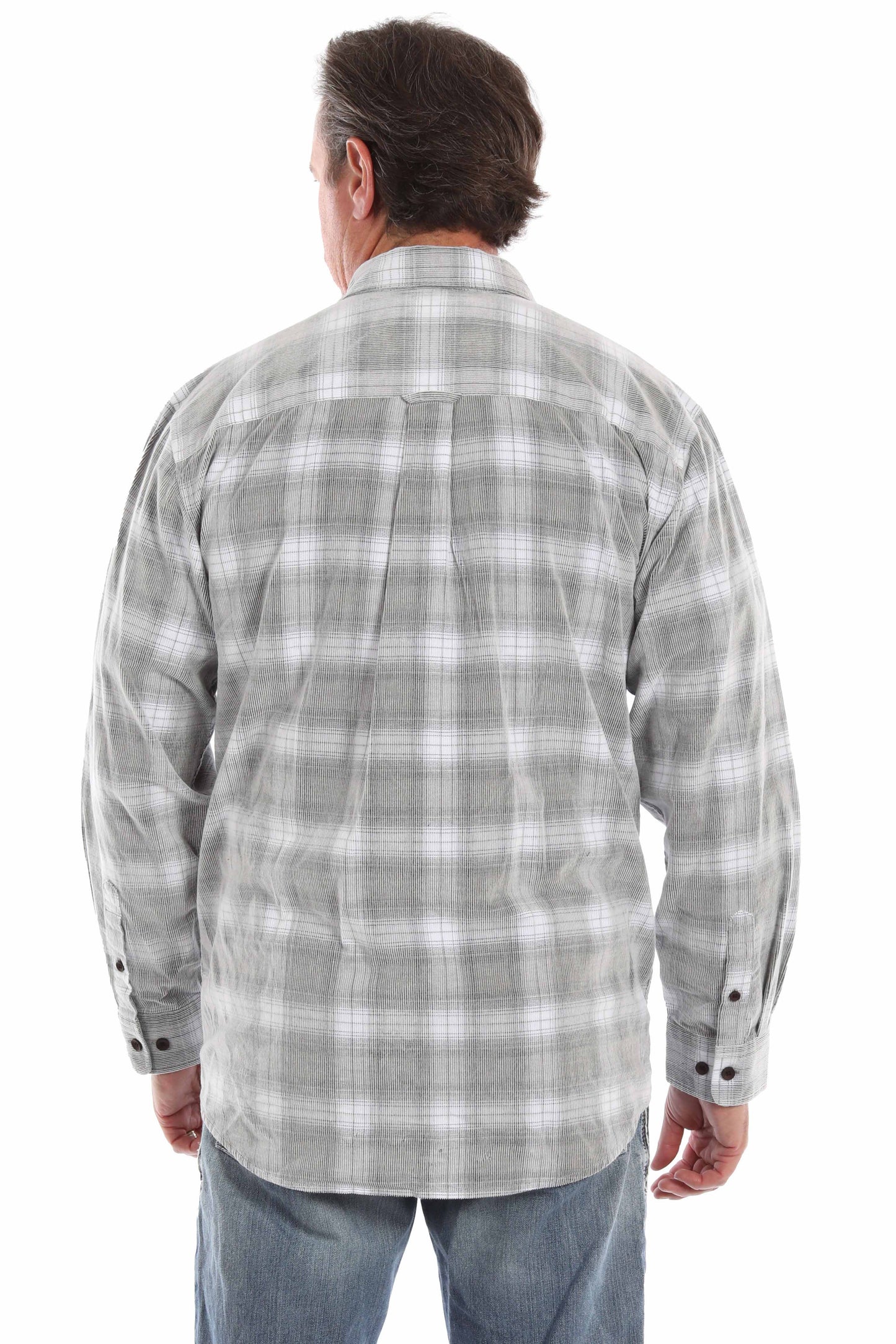 Scully Men's Corduroy Plaid Color Black White Shirt in Black-White