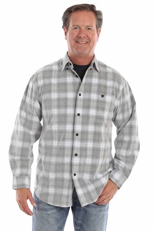 Scully Men's Corduroy Plaid Color Black White Shirt in Black-White