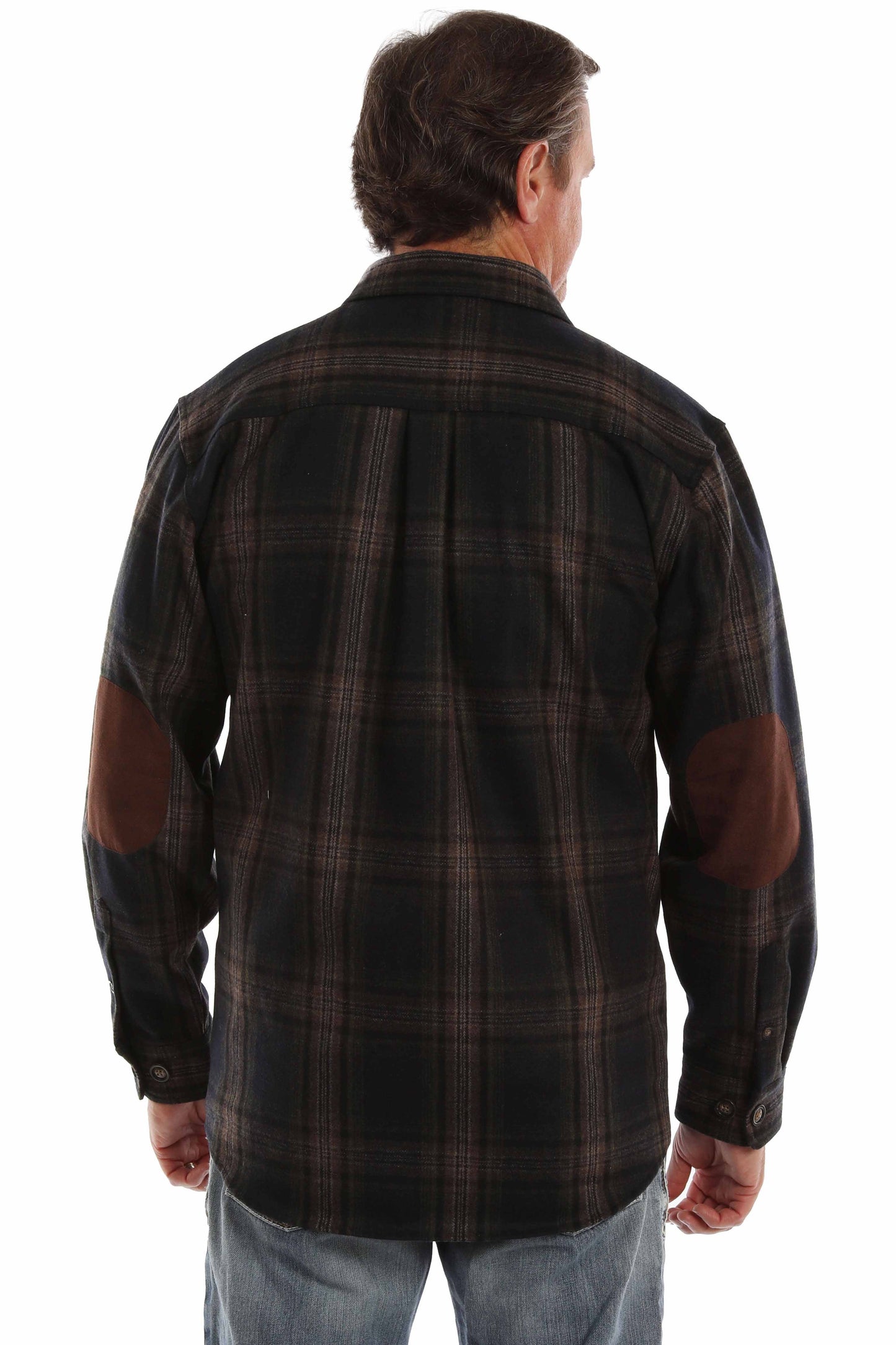 Scully Men's Heavy Weight Wool Blend Flannel Color Black Brown in Black-Brown