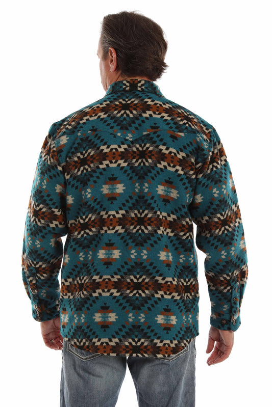 Scully Western Men's Wool Blend Aztec Button Jacket in Turquoise