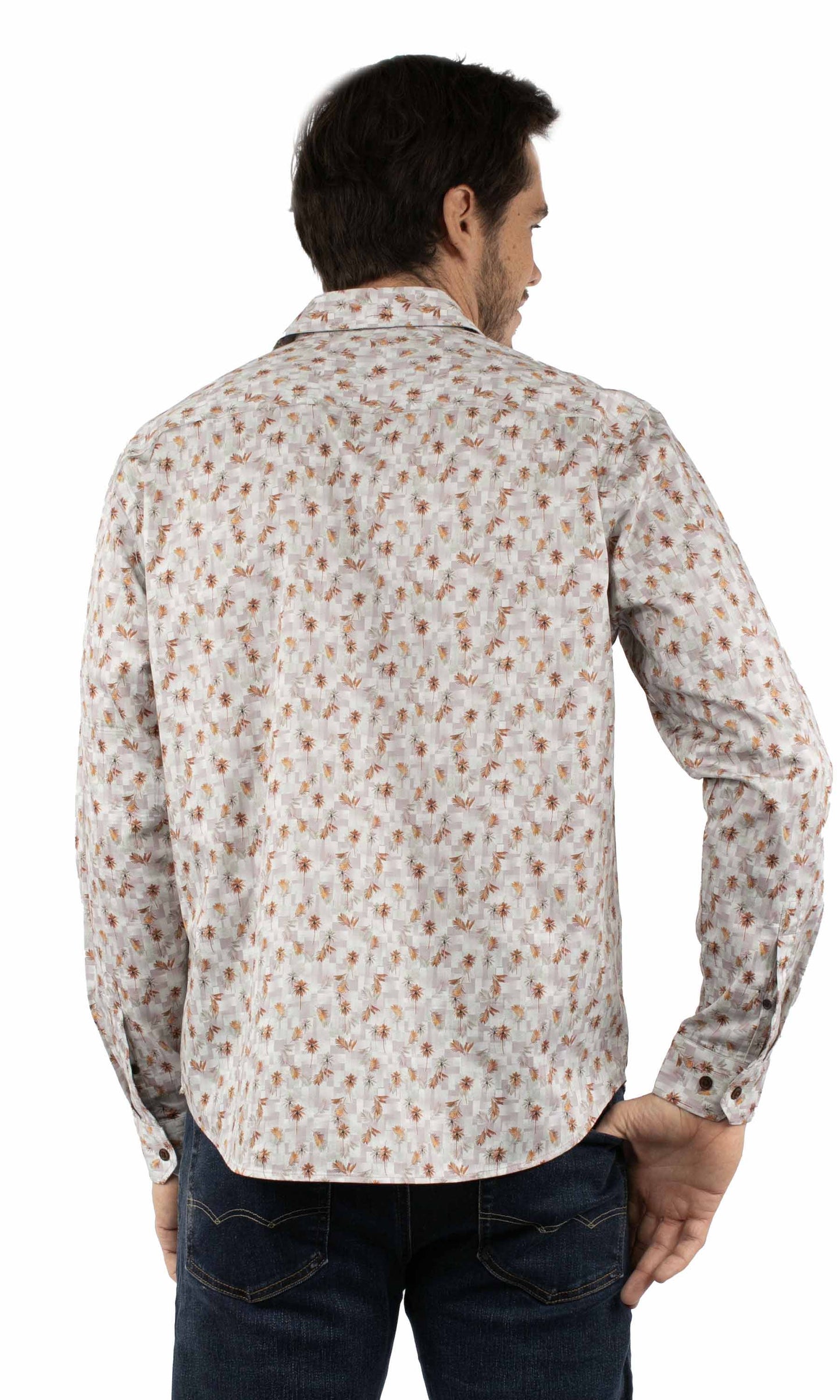 Scully Western Men's Long Sleeve Print Button Shirt in Shell