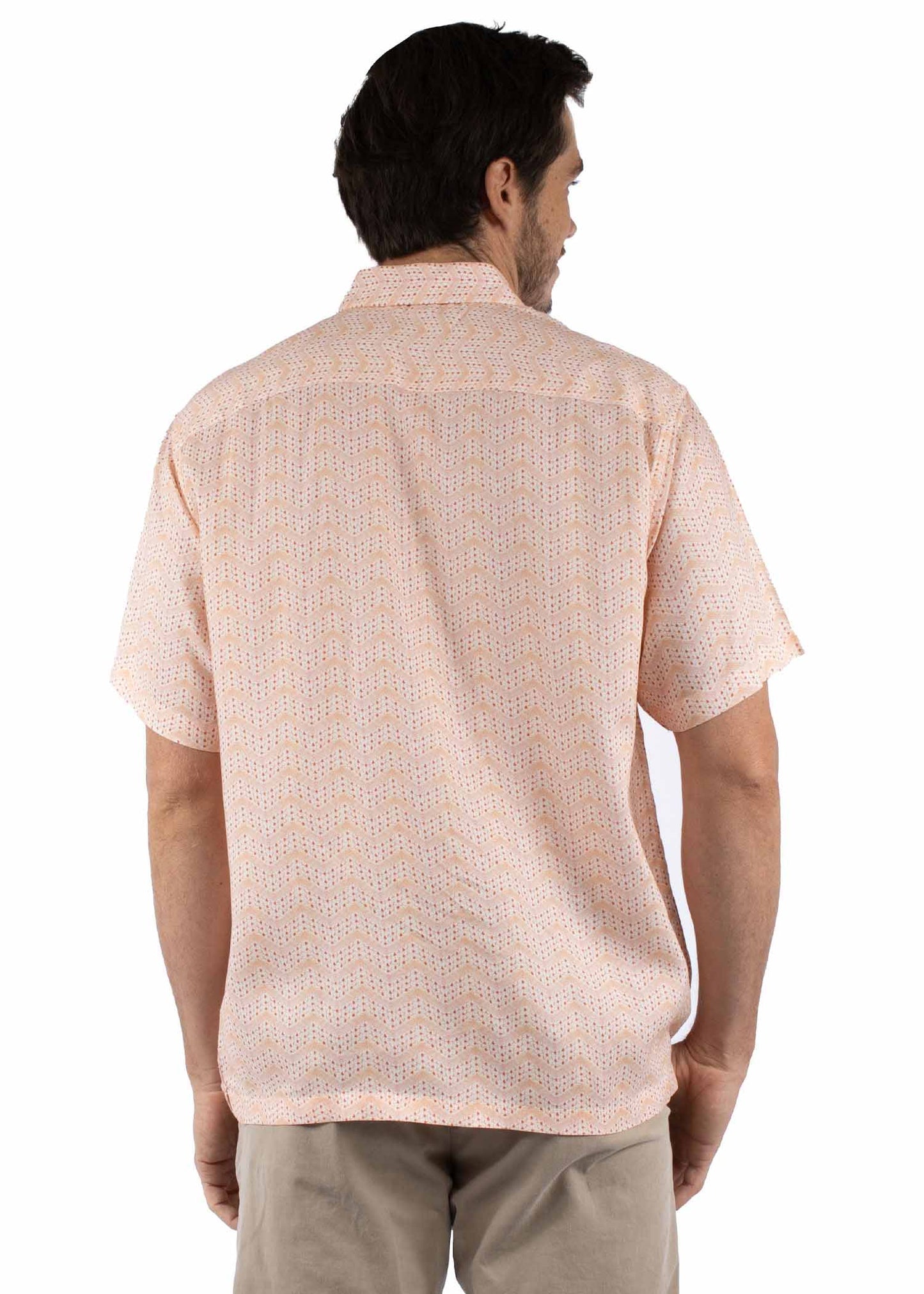 Scully Western Men's Short Sleeve Print Button Shirt in Peach