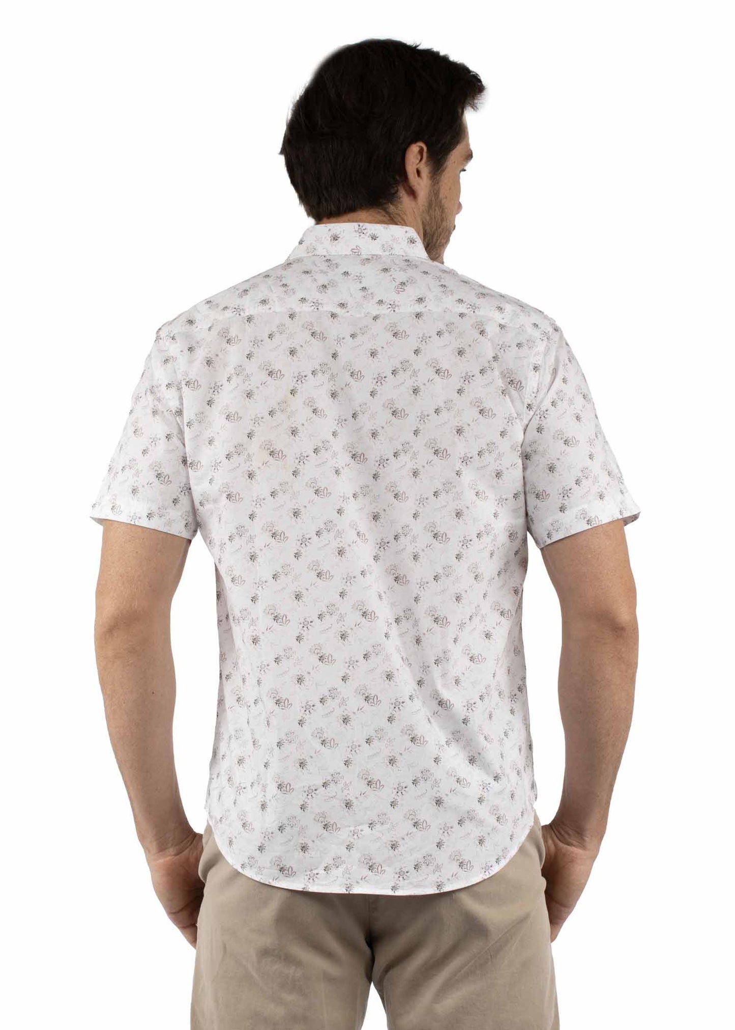 Scully Western Men's Short Sleeve Print Button Shirt in Ivory