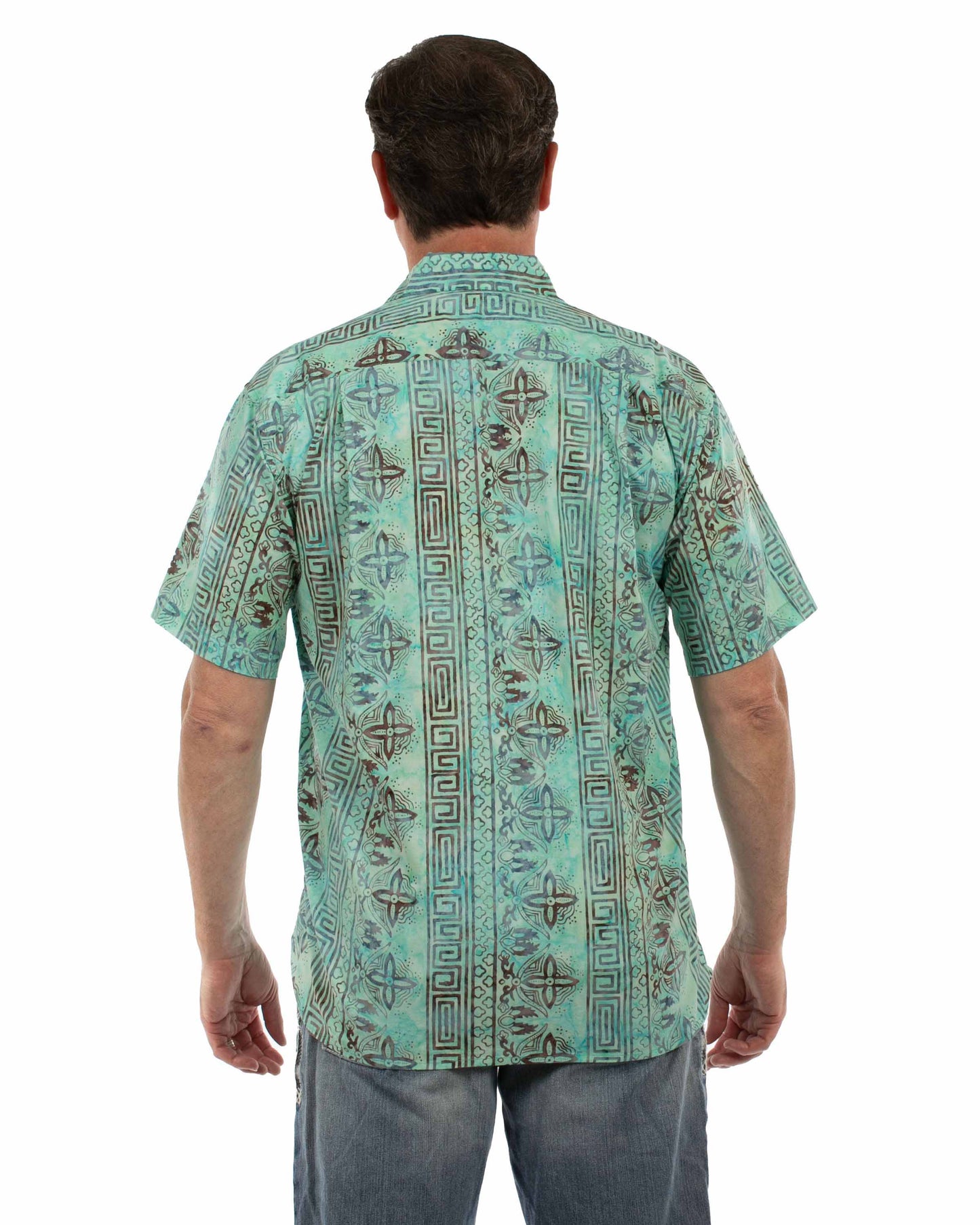 Scully Western Men's Short Sleeve Batik Print Shirt in Teal