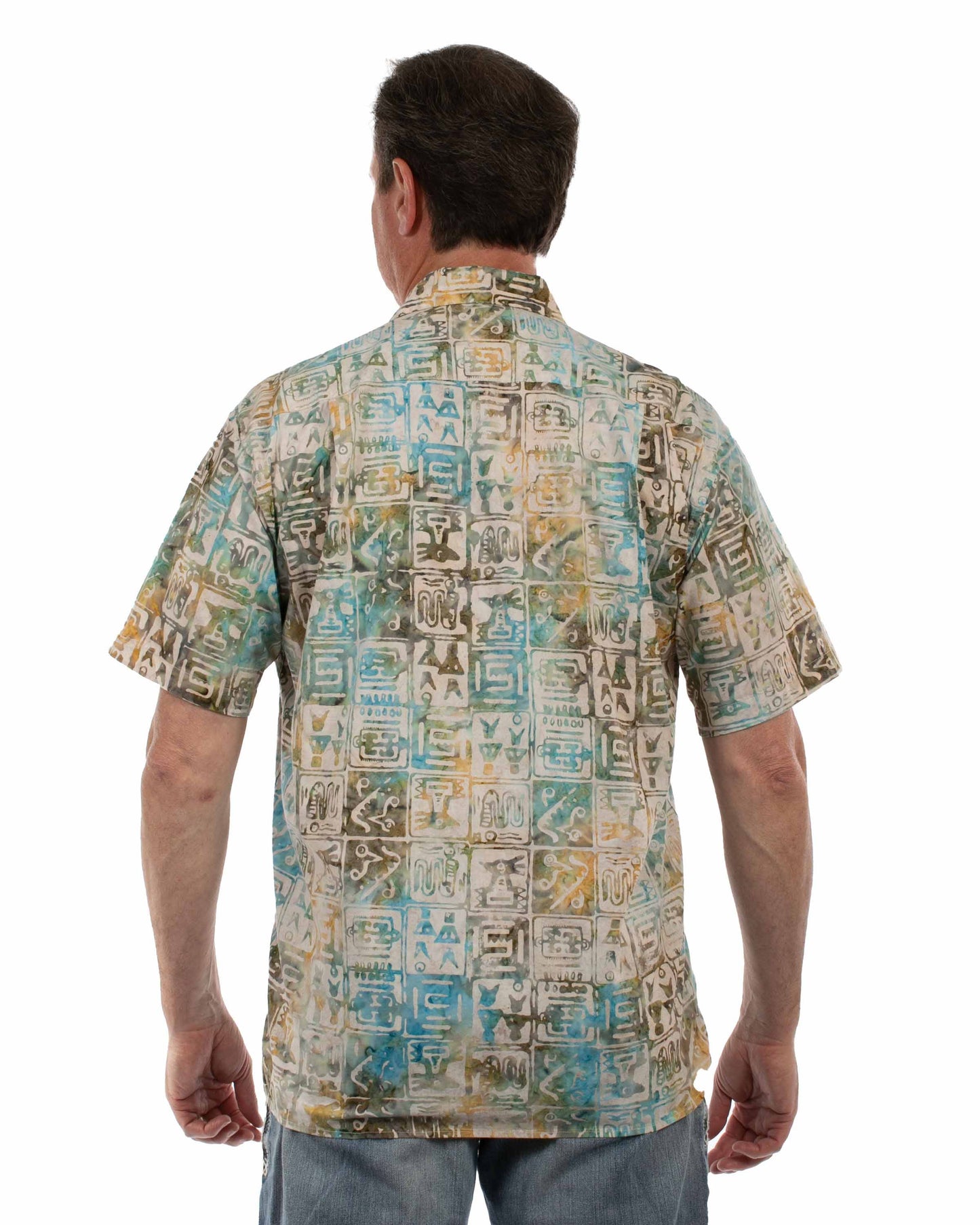 Scully Western Men's Short Sleeve Batik Print Shirt in Tan