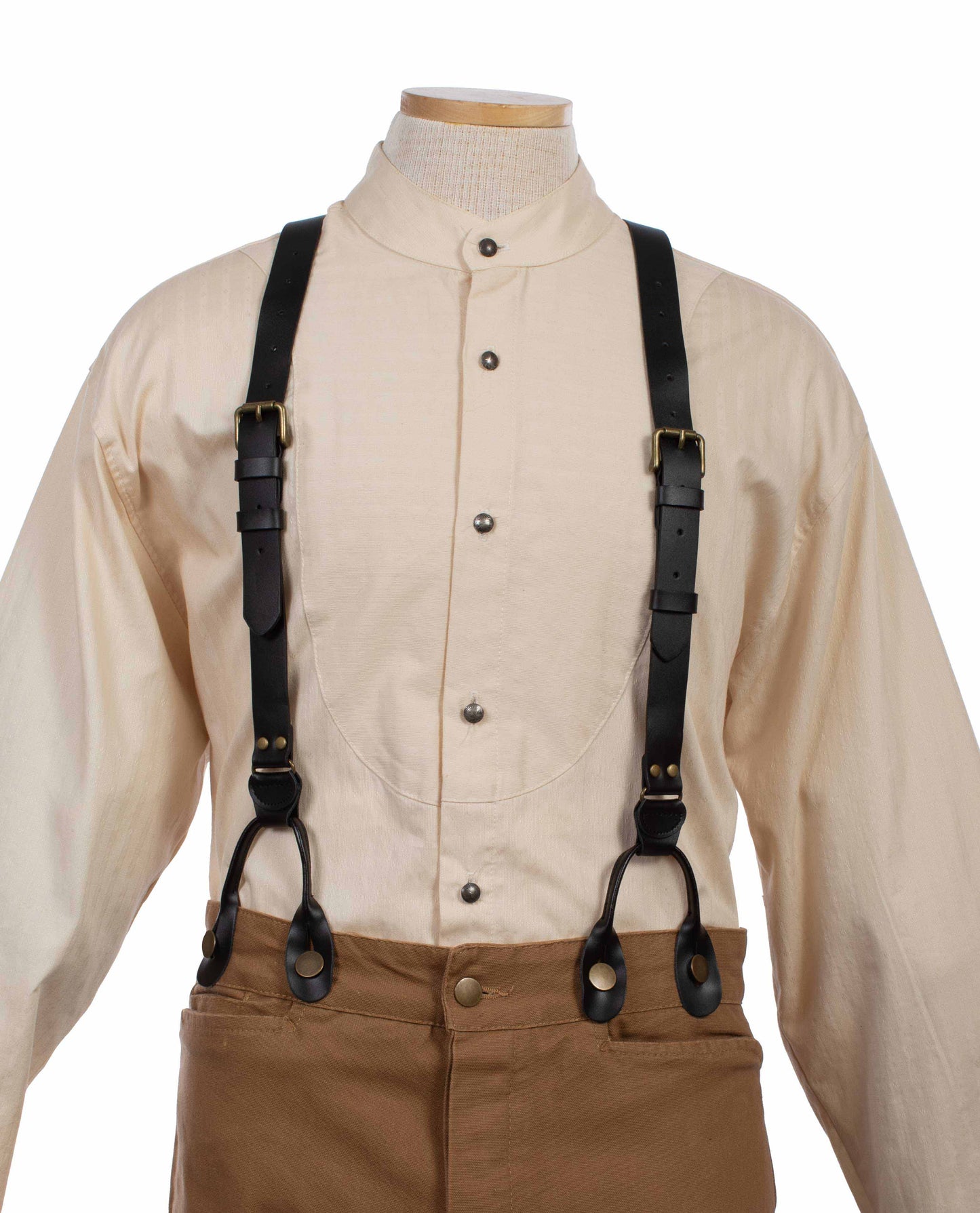 Scully Men's Leather Suspenders in Black