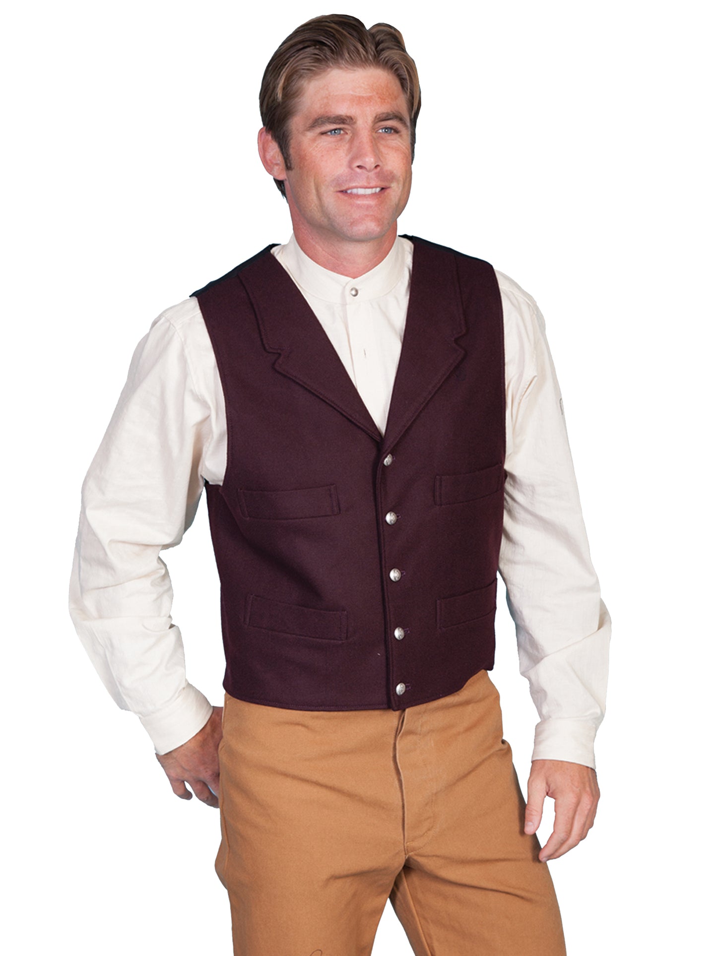 Scully Western Men's Wool Blend Dress Pants in Burgundy
