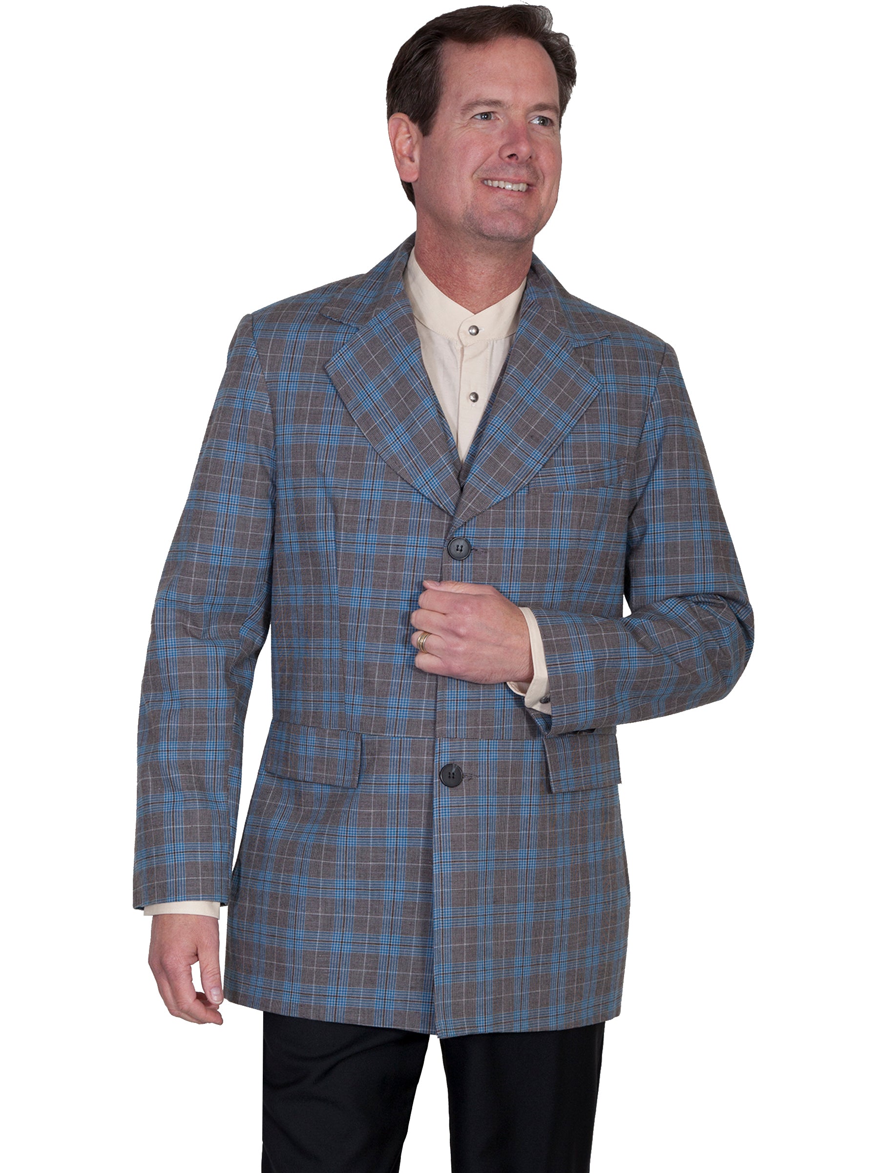 Scully Men's Plaid Town Coat in Blue