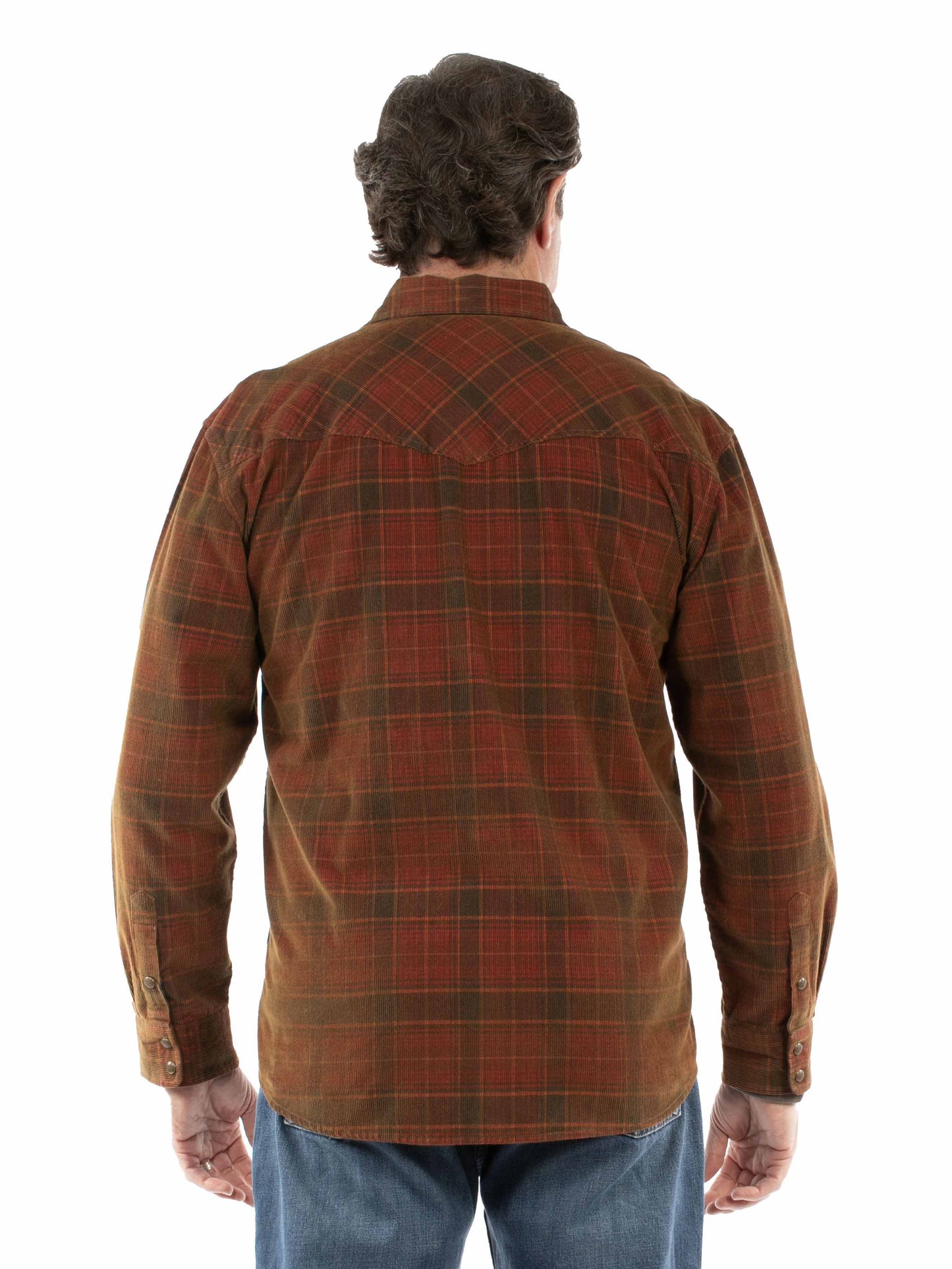 Scully Western Men's Long Sleeve Corduroy Plaid Shirt in Red
