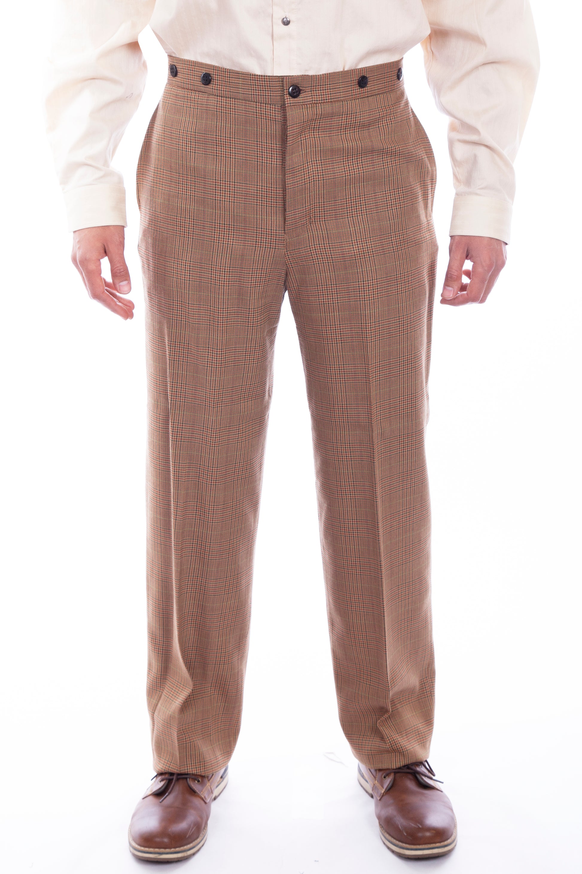 Scully Men's Plaide Gent Pant in Tan