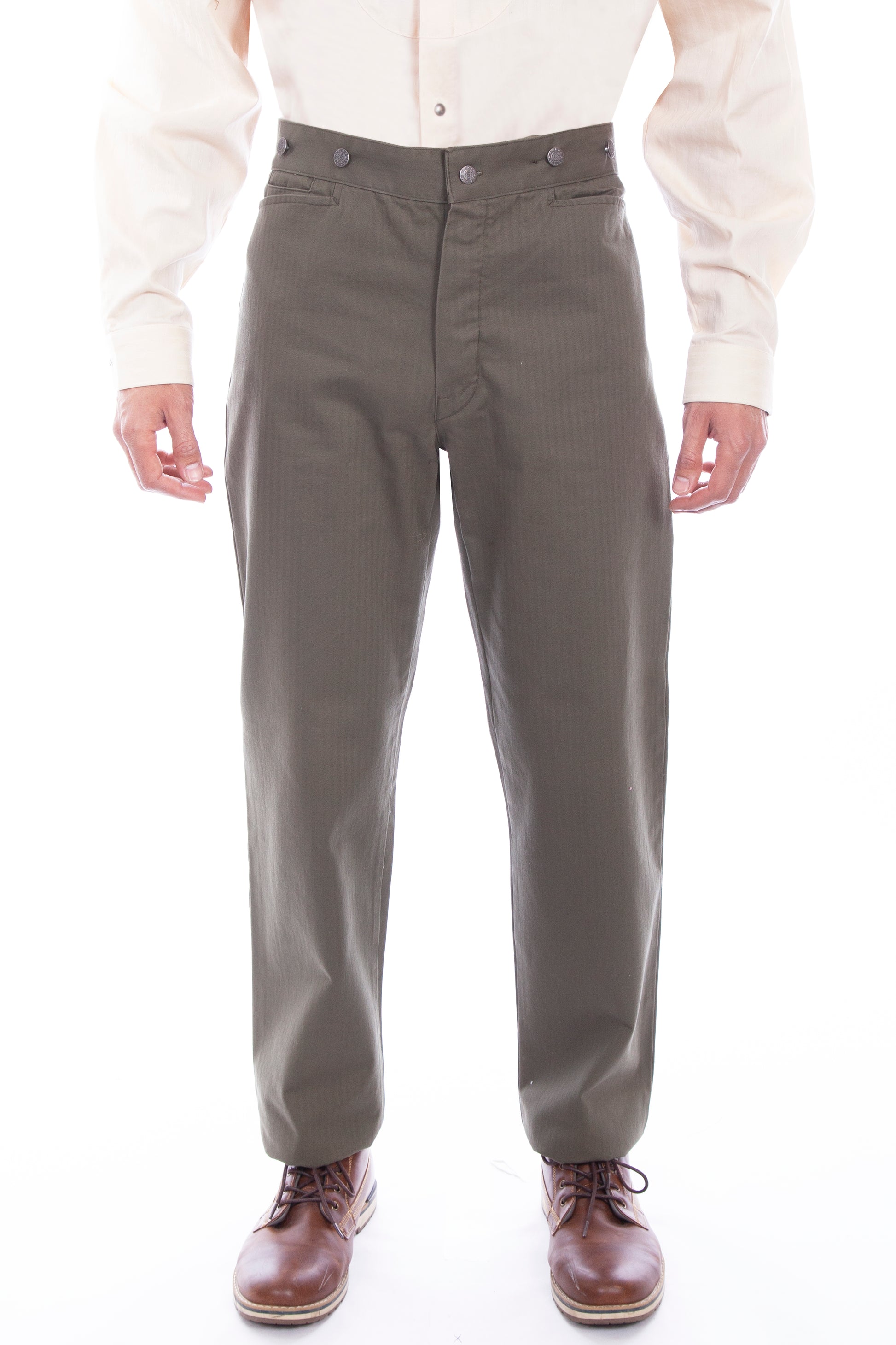 Scully Men's Herringbone Vigilante Pant in Army
