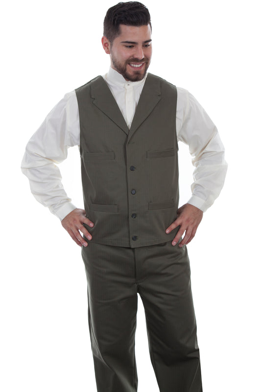 Scully Men's Herringbone Unlined Vest in Army