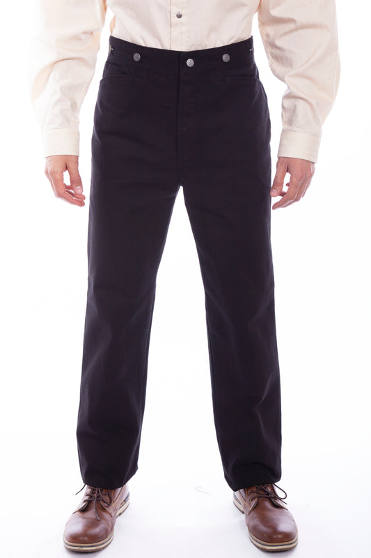Scully Men's Wahmaker Canvas Saddle Seat Pants in Black