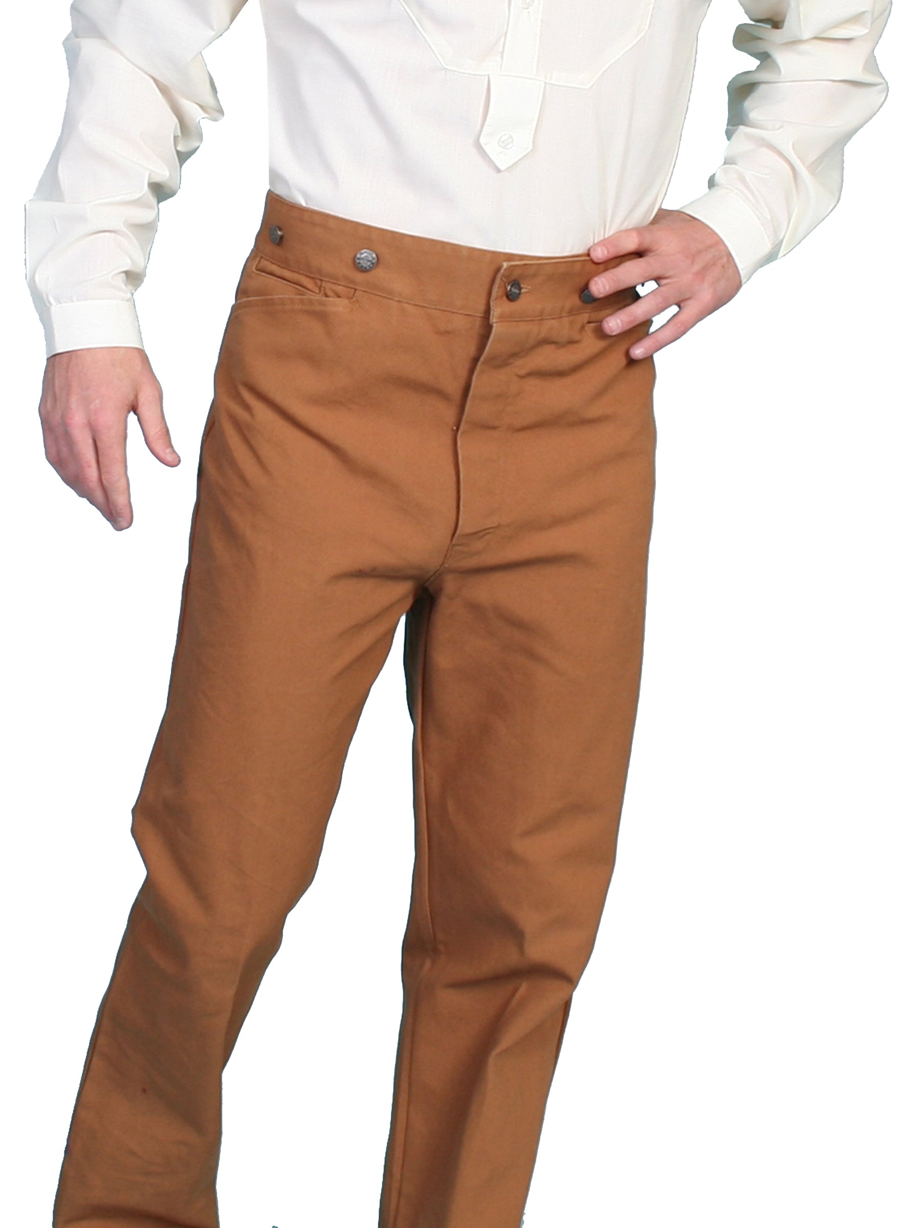 Scully Men's Wahmaker Canvas Saddle Seat Pants in Brown