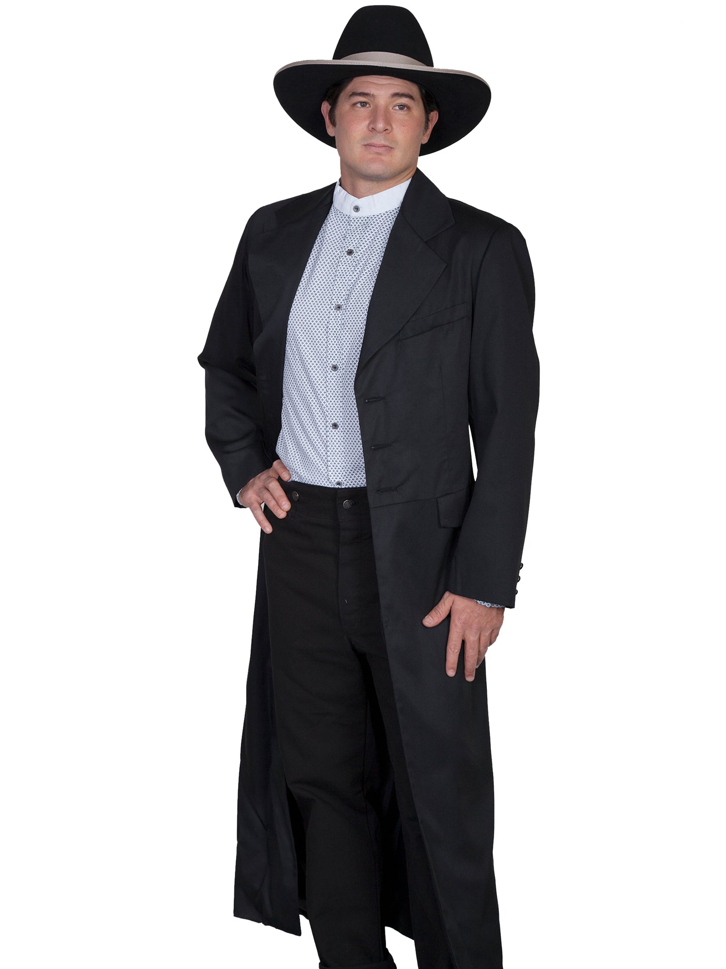Scully Men's Full Length Frock Coat in Black