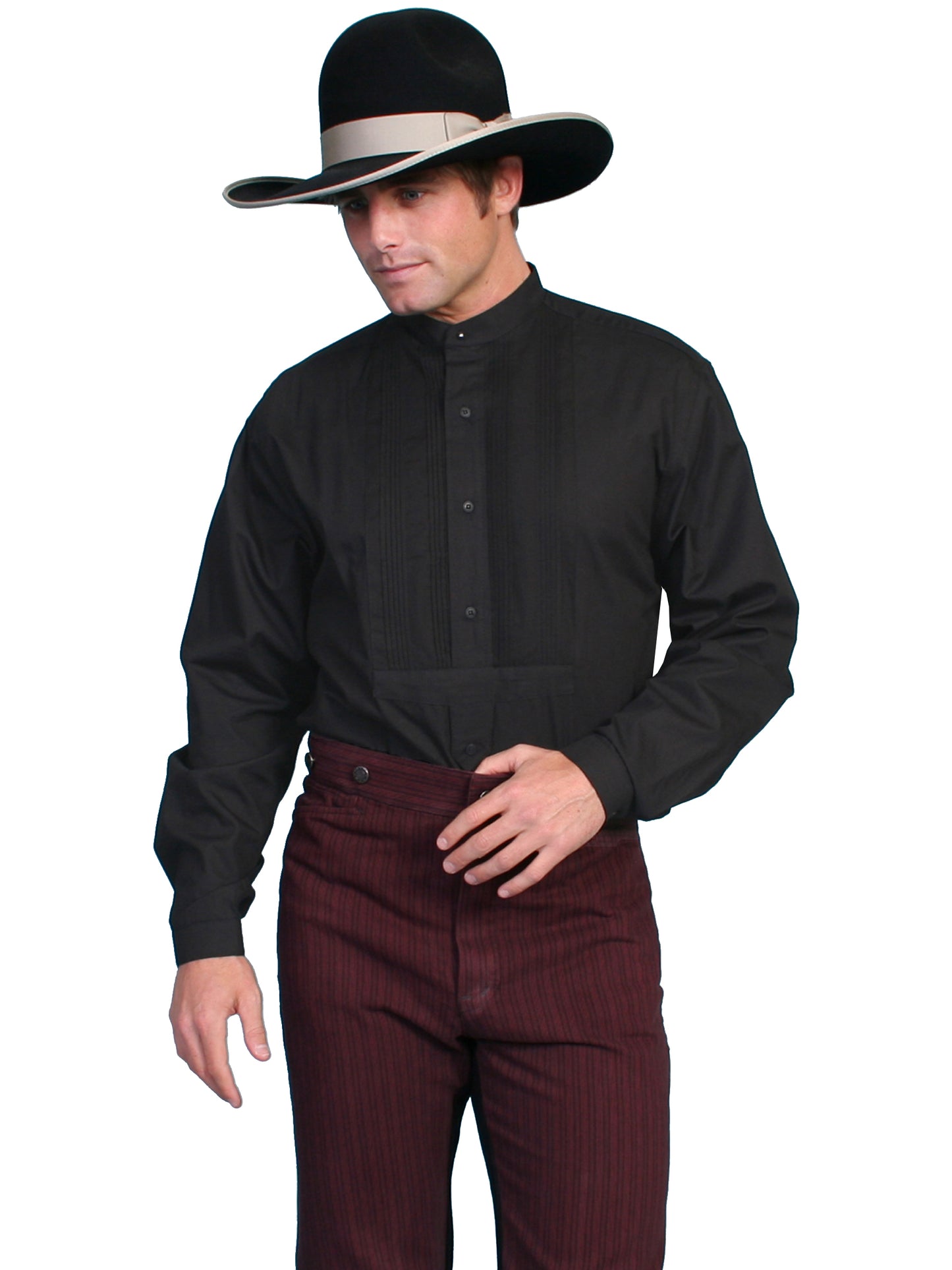 Scully Men's Wahmaker Old West Gambler Shirt in Black