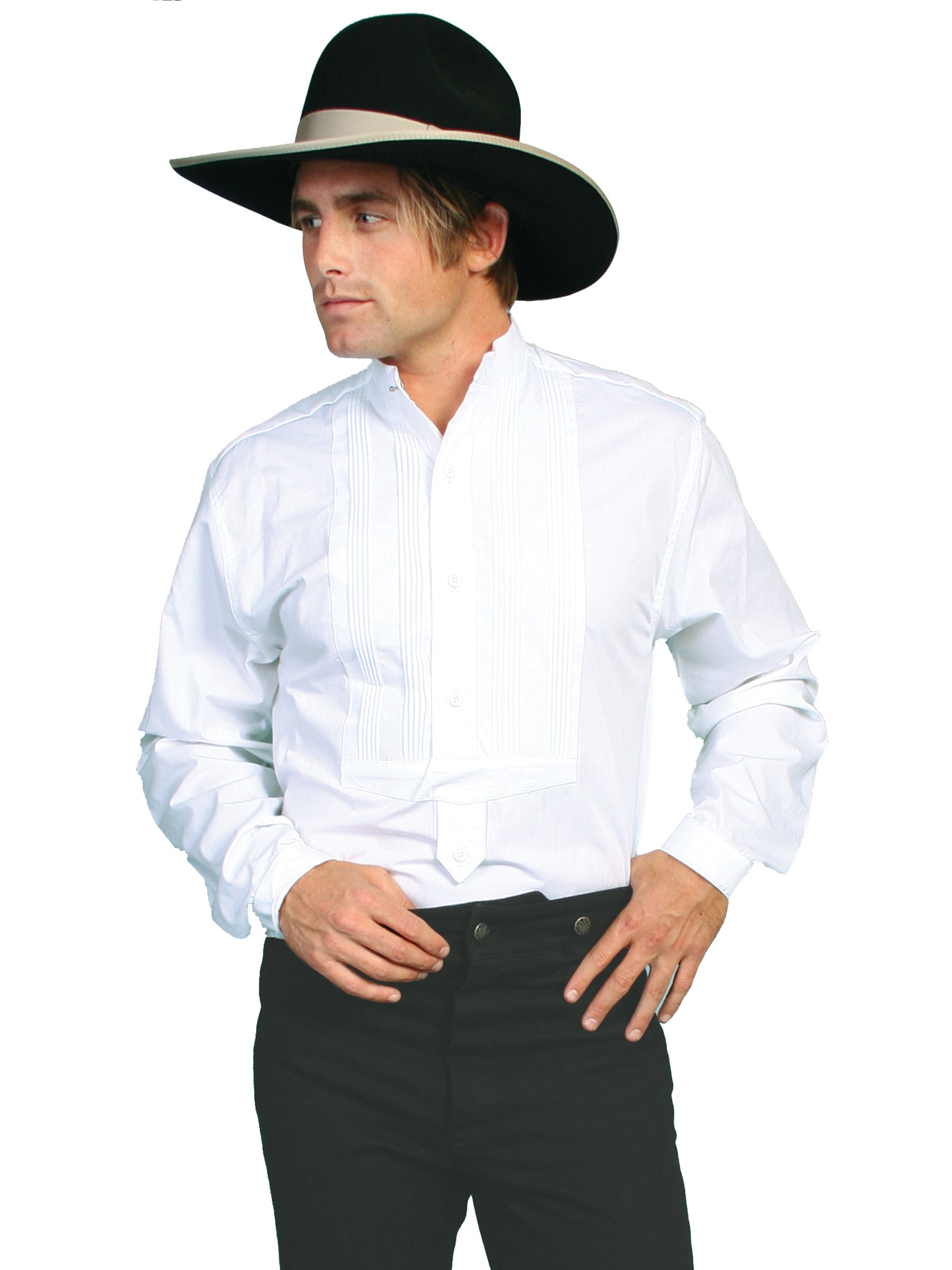Scully Men's Wahmaker Old West Gambler Shirt in White