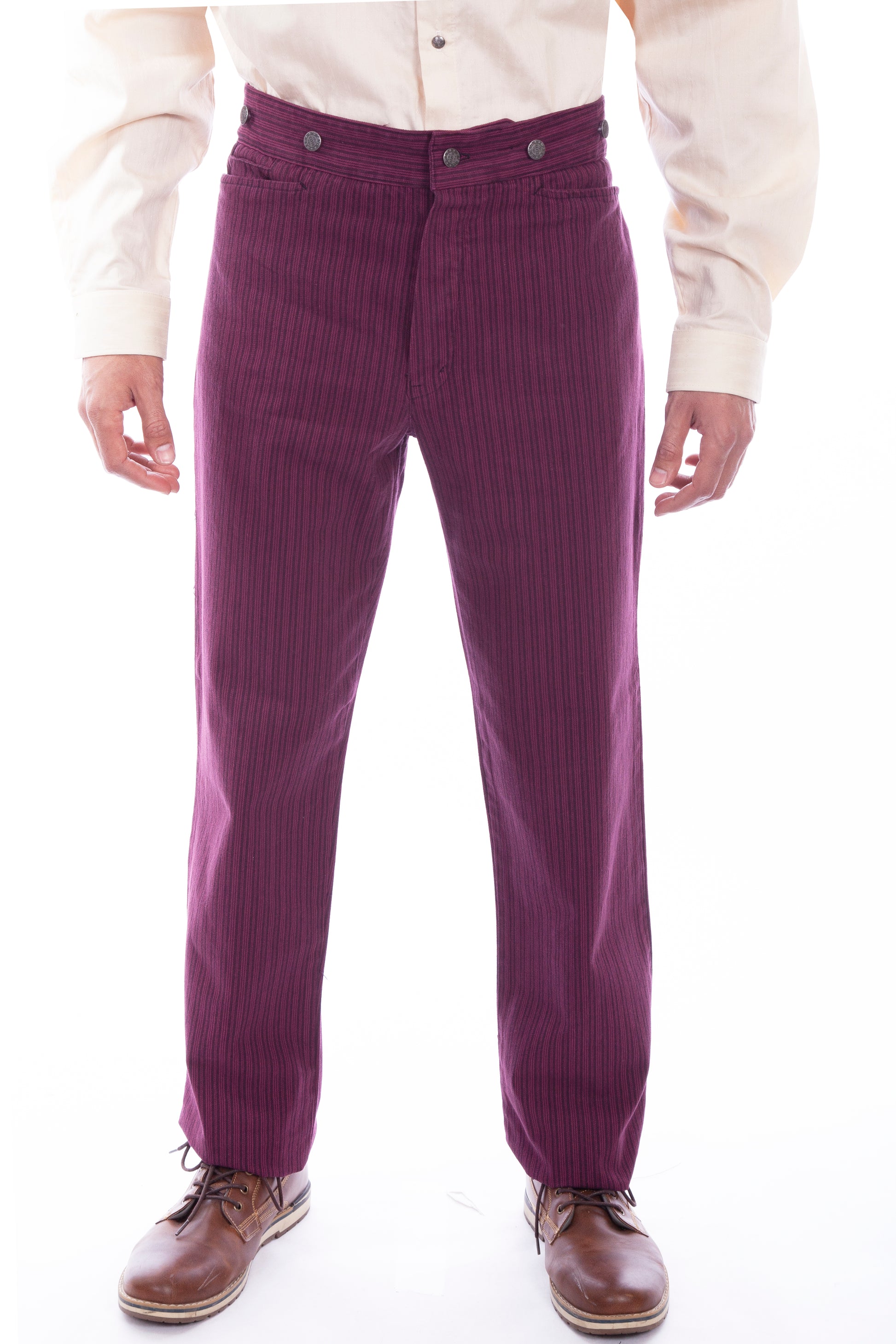 Scully Men's Wahmaker Rail Striped Pants Burgundy