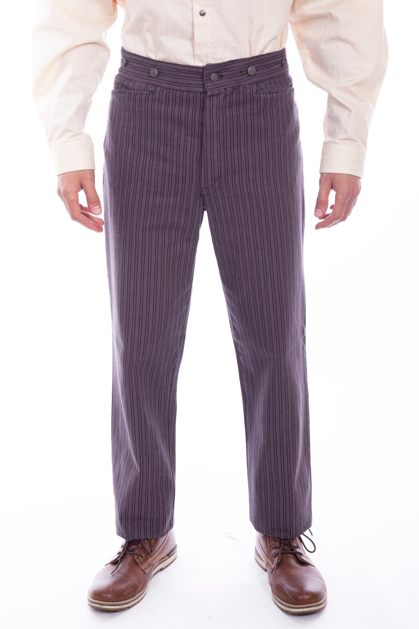 Scully Men's Wahmaker Rail Striped Pants in Charcoal
