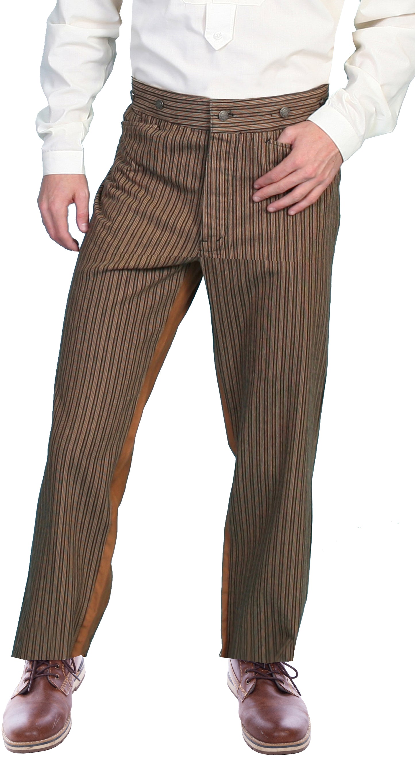 Scully Men's Wahmaker Wahmaker Cotton Saddle Cut Stripe Tall Pants in Taupe
