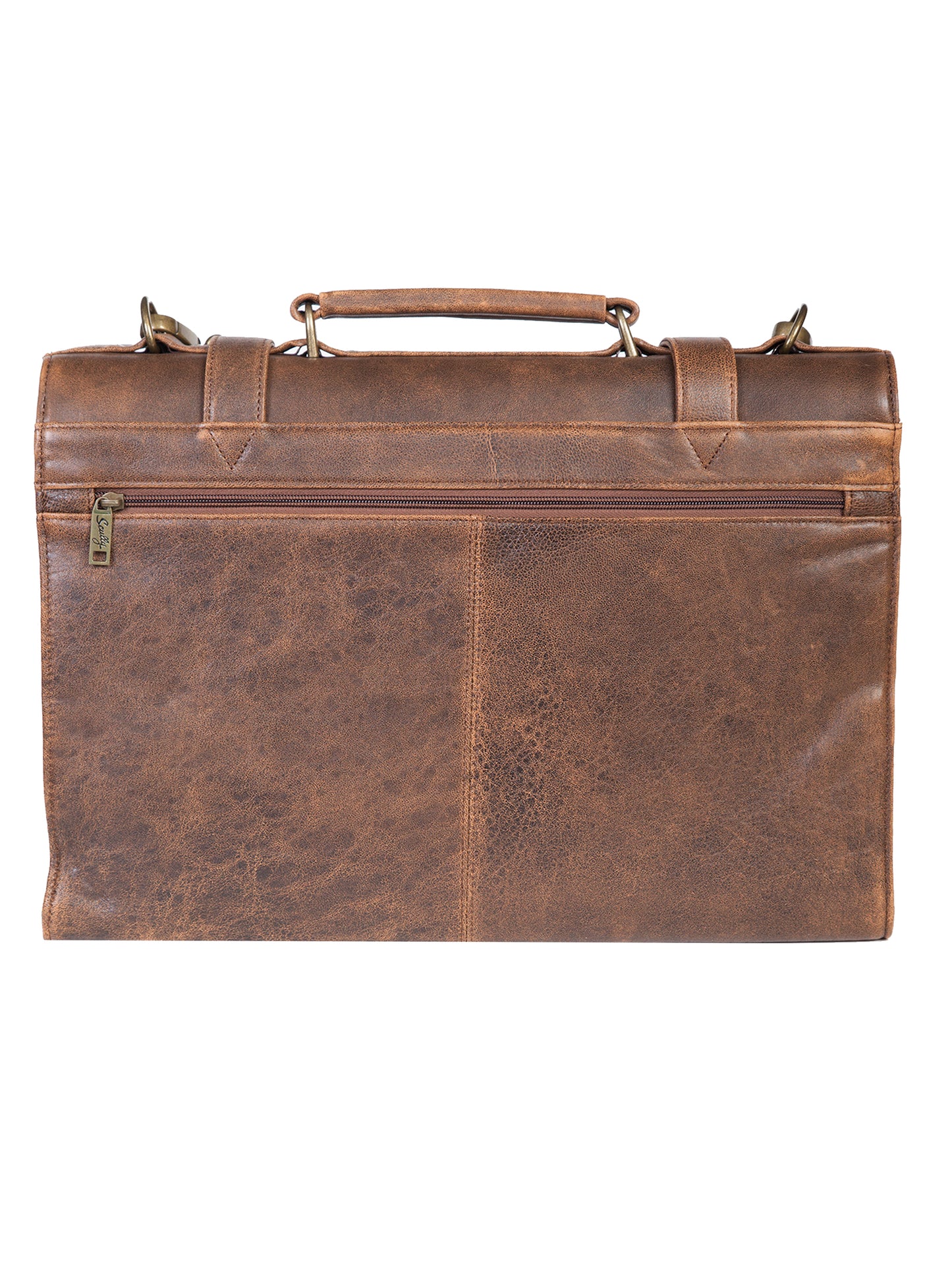 Scully Men's Genuine Lamb Leather Satchel Briefcase Antique Brown in in Walnut