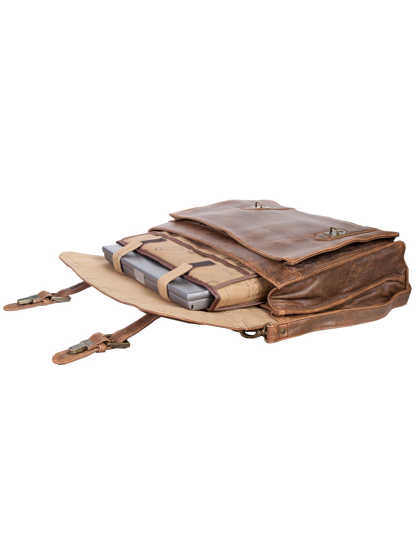 Scully Men's Genuine Lamb Leather Satchel Briefcase Antique Brown in in Walnut