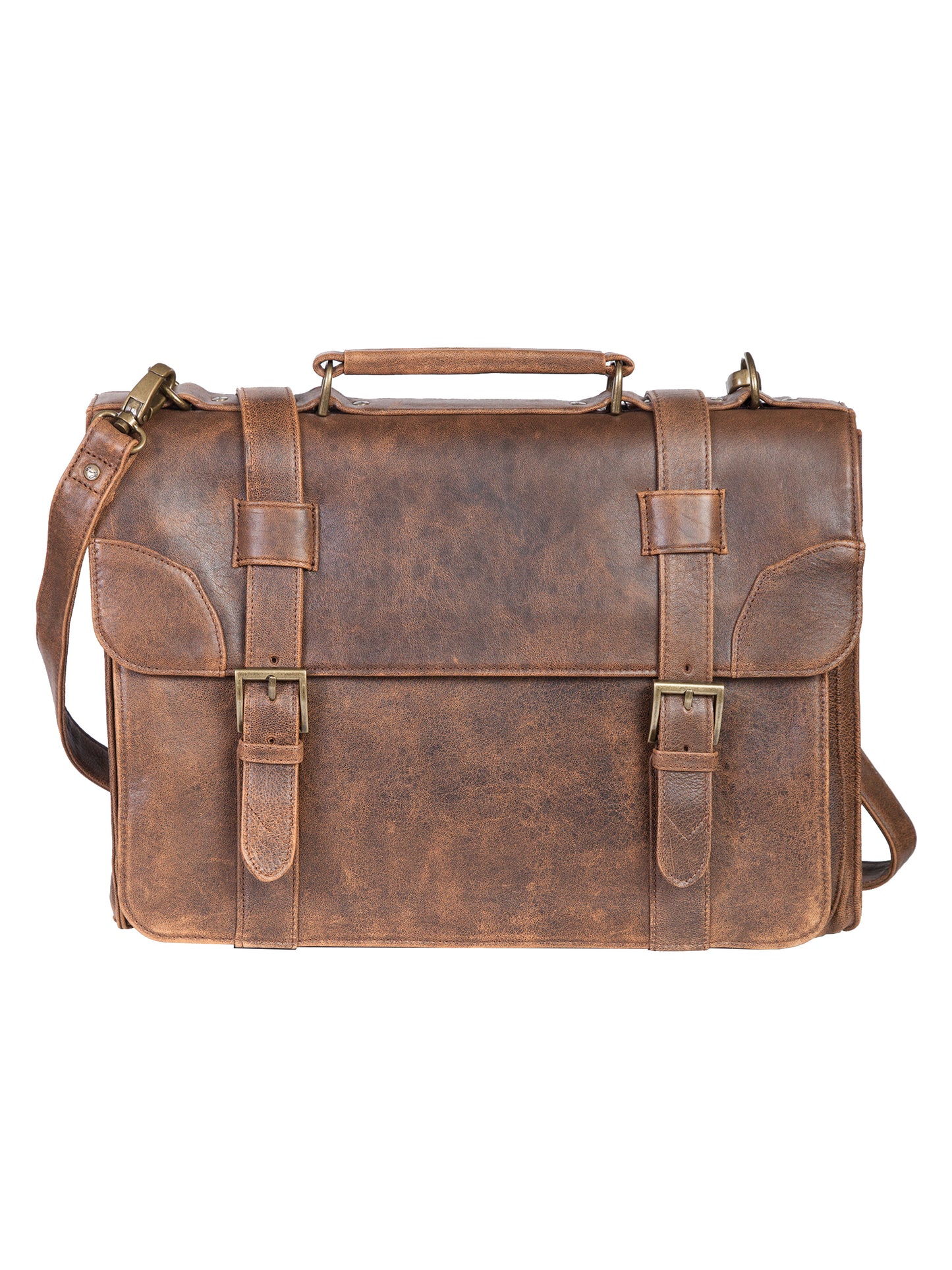 Scully Men's Genuine Lamb Leather Satchel Briefcase Antique Brown in in Walnut