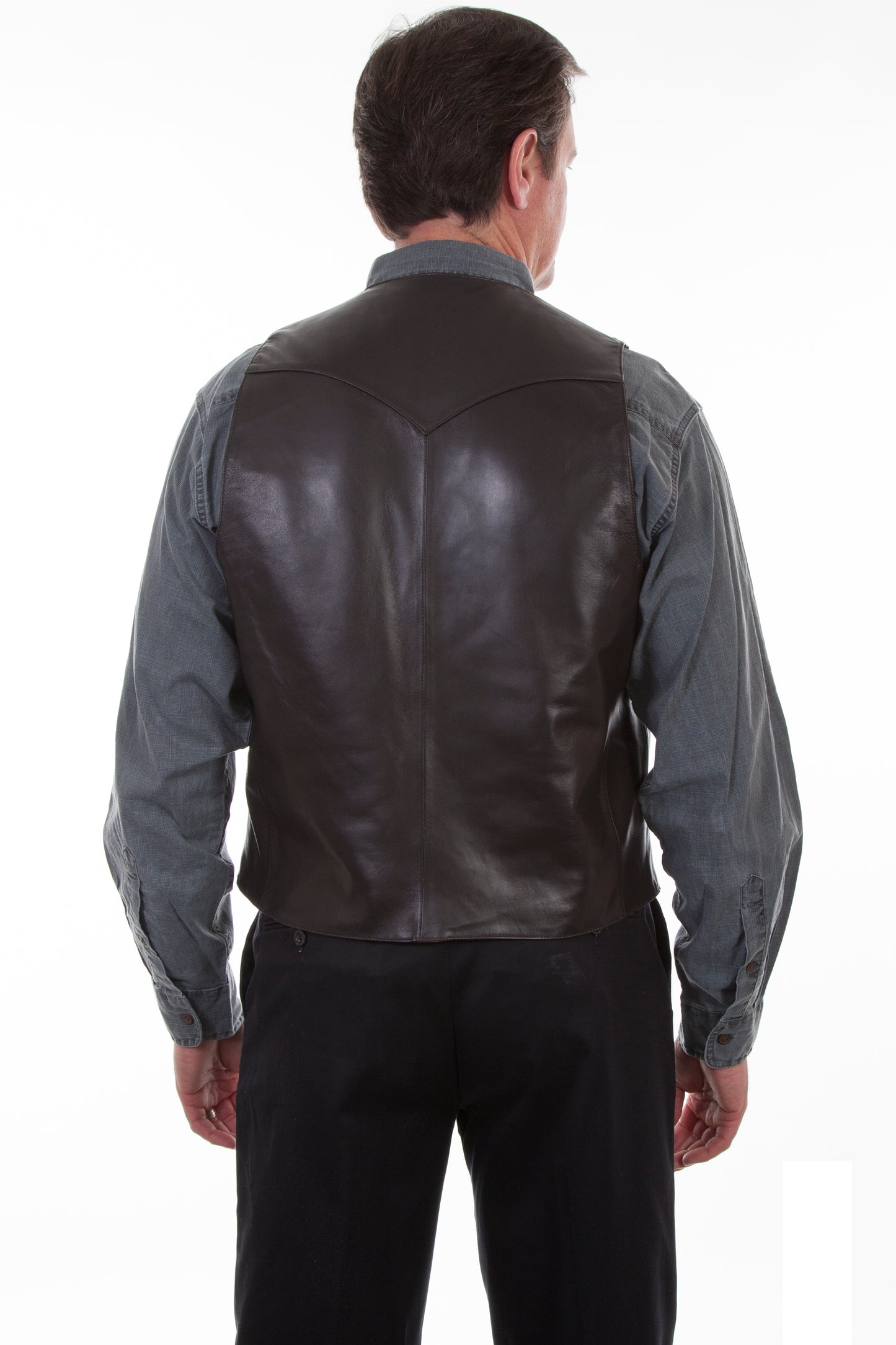 Scully Men's Lamb With Black Ostrich Trim Vest in Brown