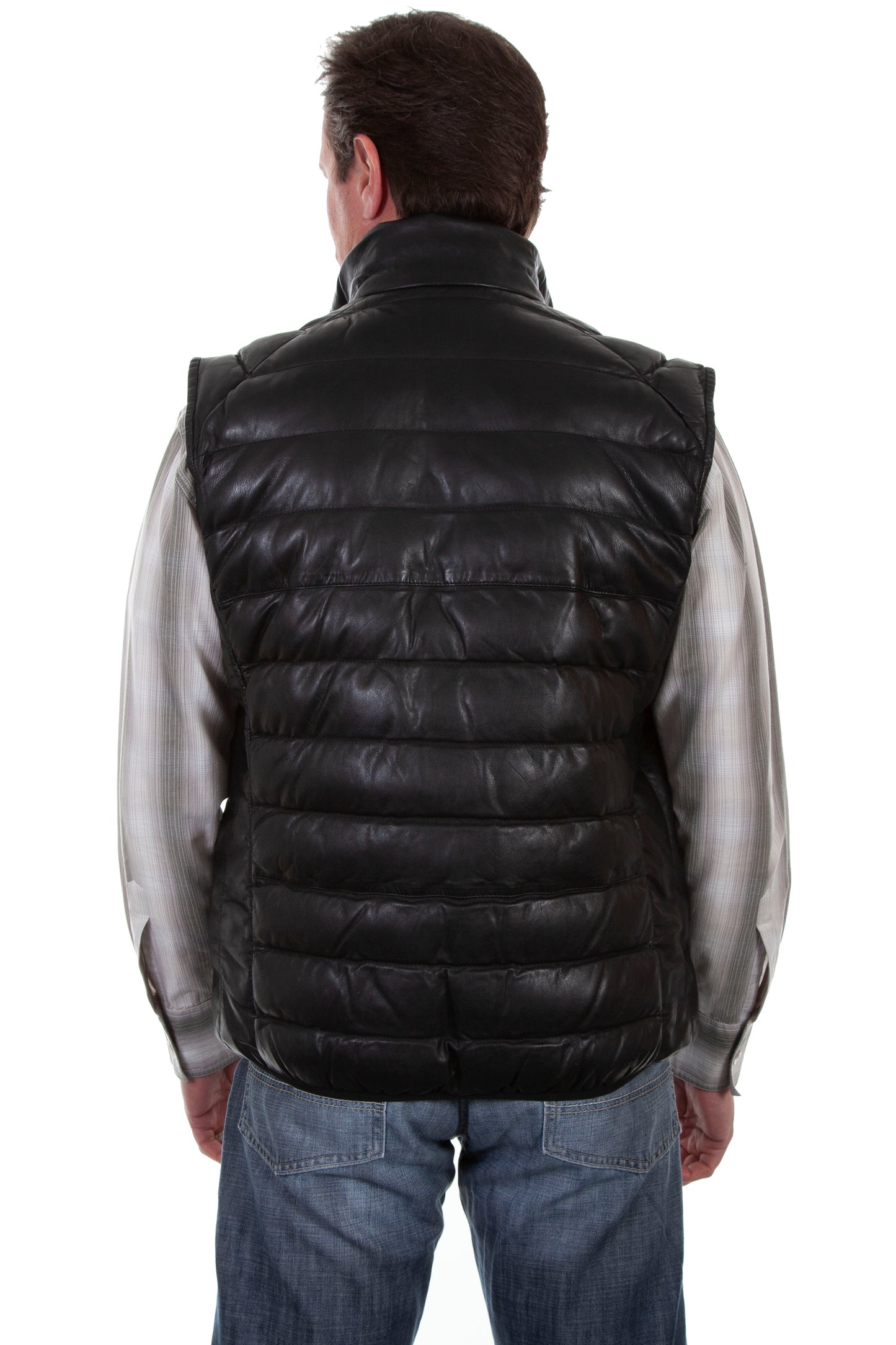 Scully Men's Ribbed Leather Vest in Black