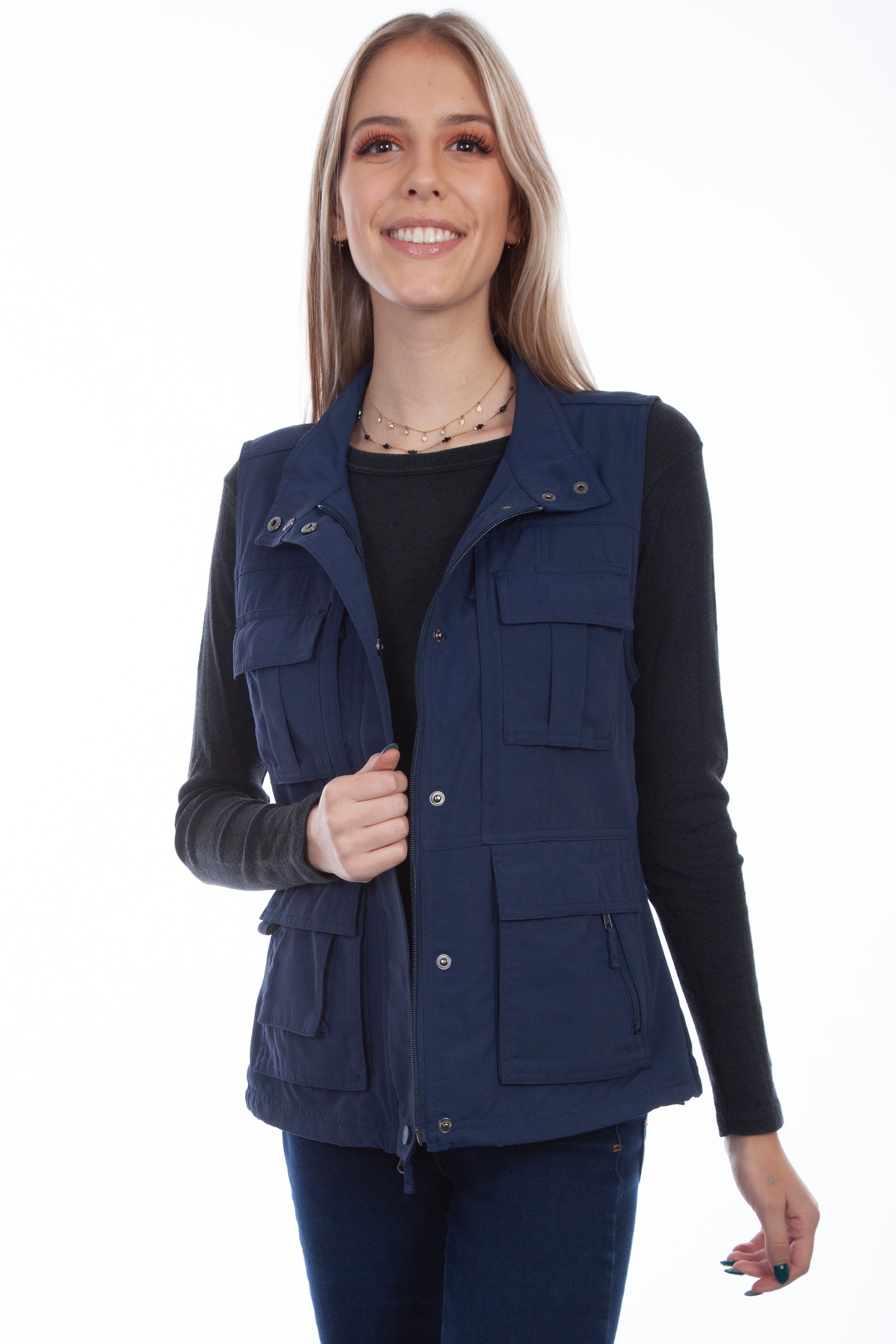Scully Western Women's Multi Pocket Nylon Vest in Ink