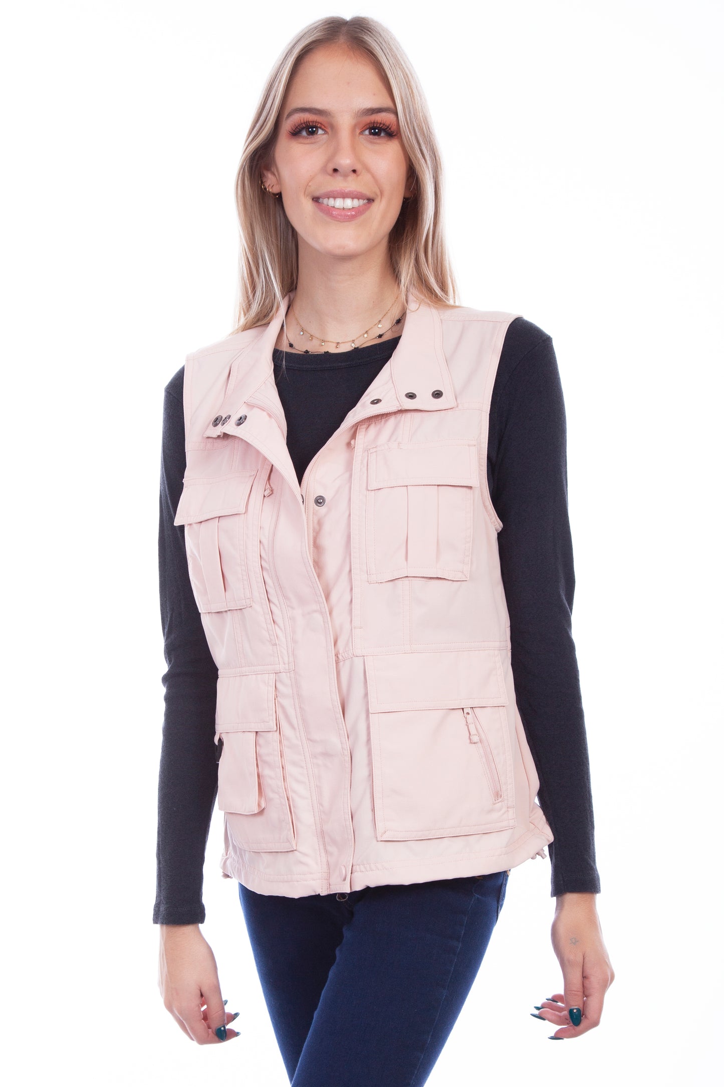 Scully Western Women's Multi Pocket Nylon Vest in Rose