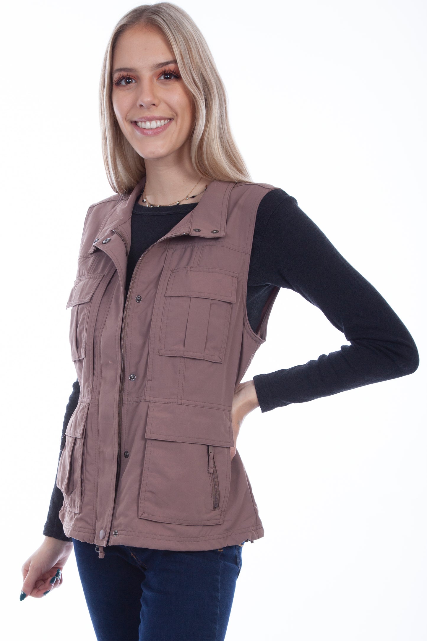Scully Western Women's Multi Pocket Nylon Vest in Toffee