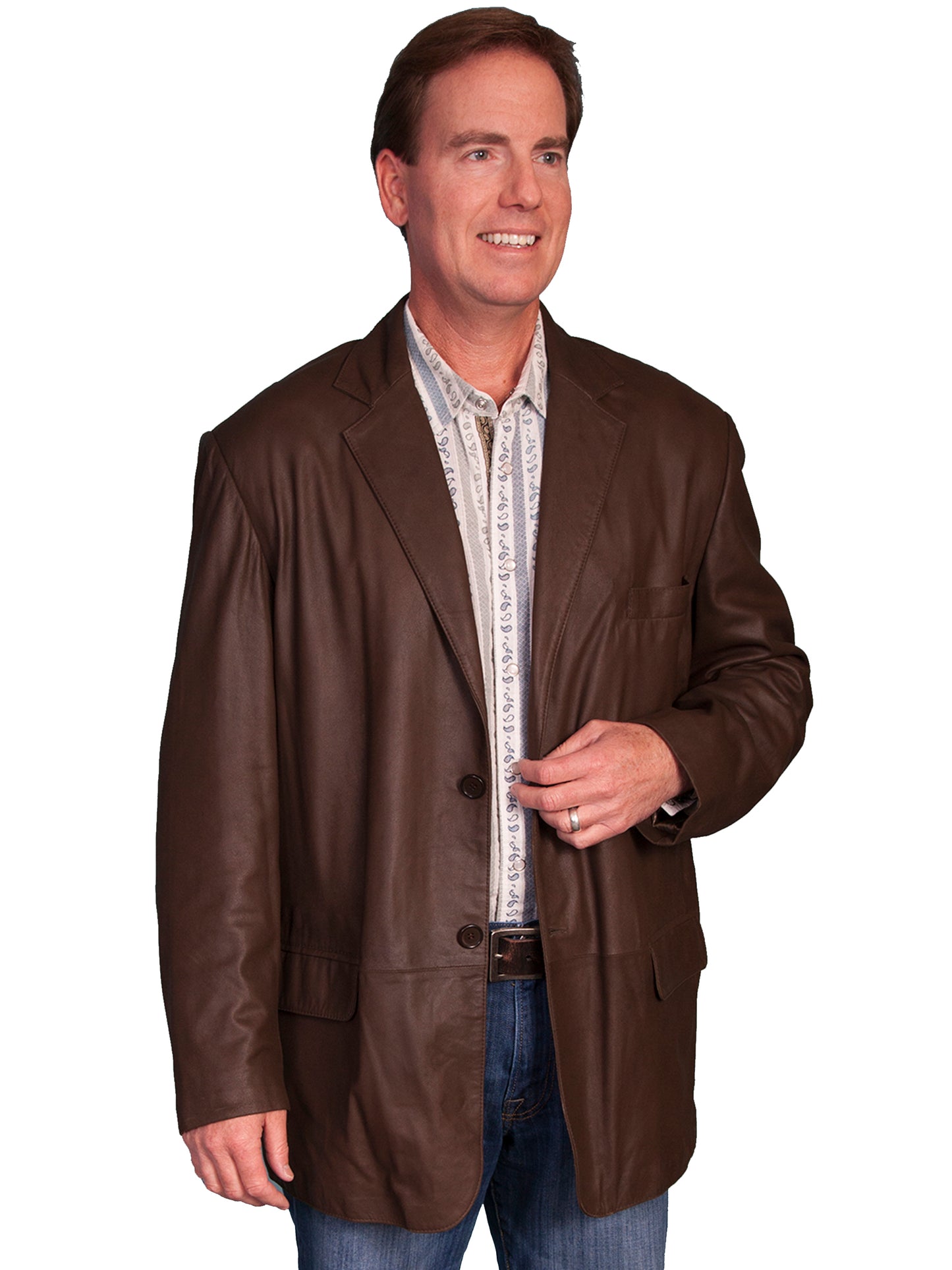 Scully Men's Leather Blazer in Olive