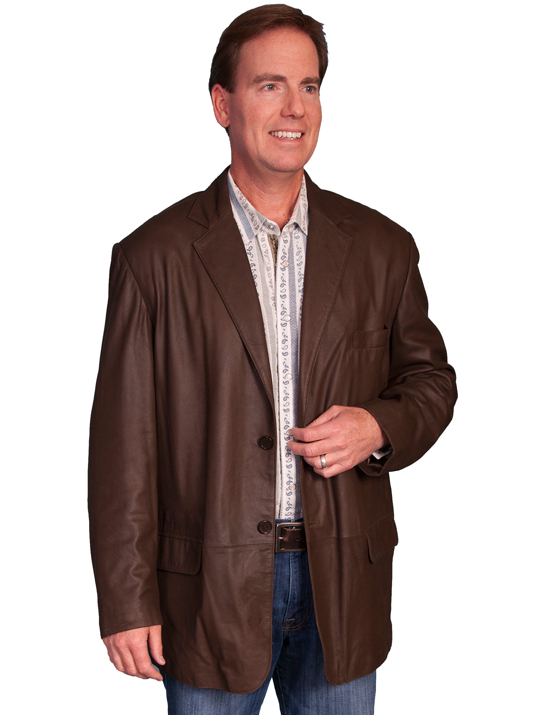 Scully Men's Leather Blazer in Olive