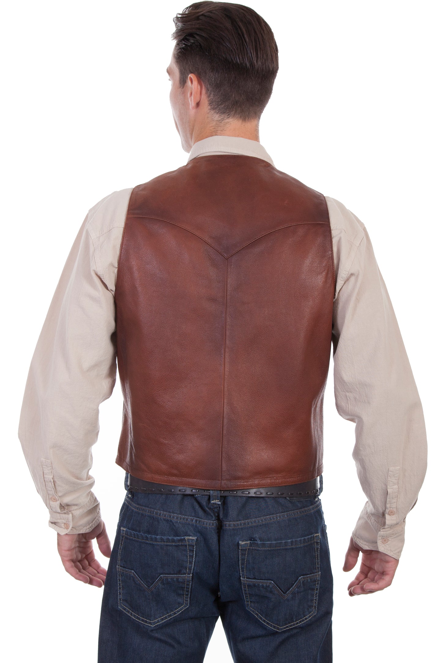 Scully Western Men's Classic Leather Vest in Brown