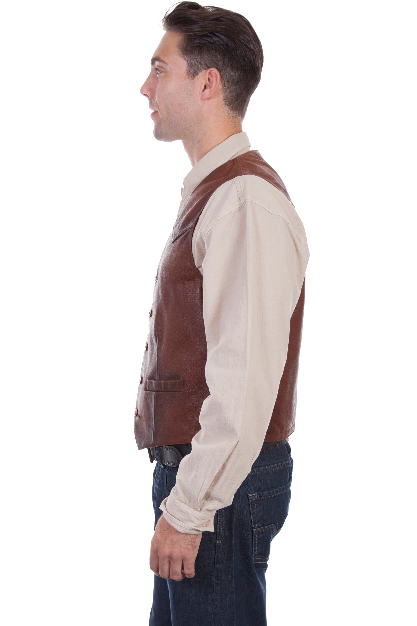 Scully Western Men's Classic Leather Vest in Brown