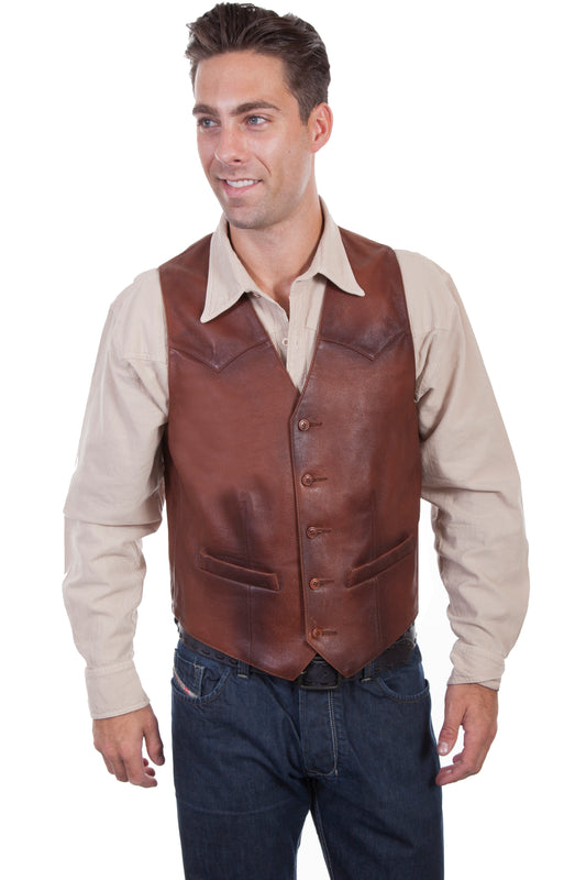 Scully Western Men's Classic Leather Vest in Brown