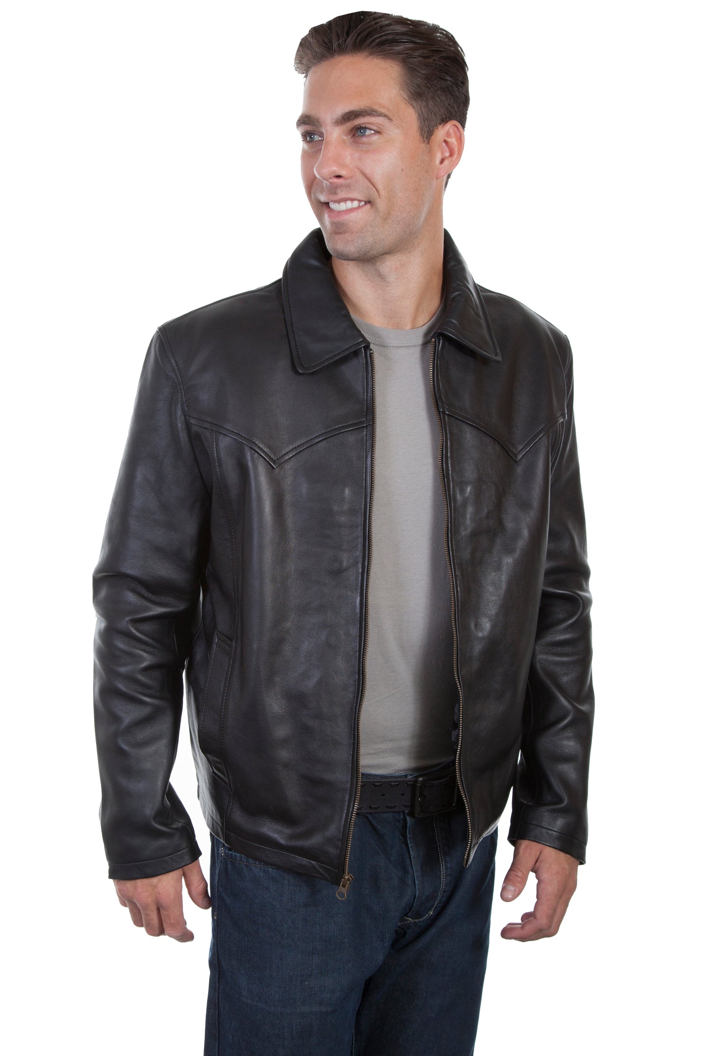 Scully Men's Lamb Leather Soft Touch Jacket in Black