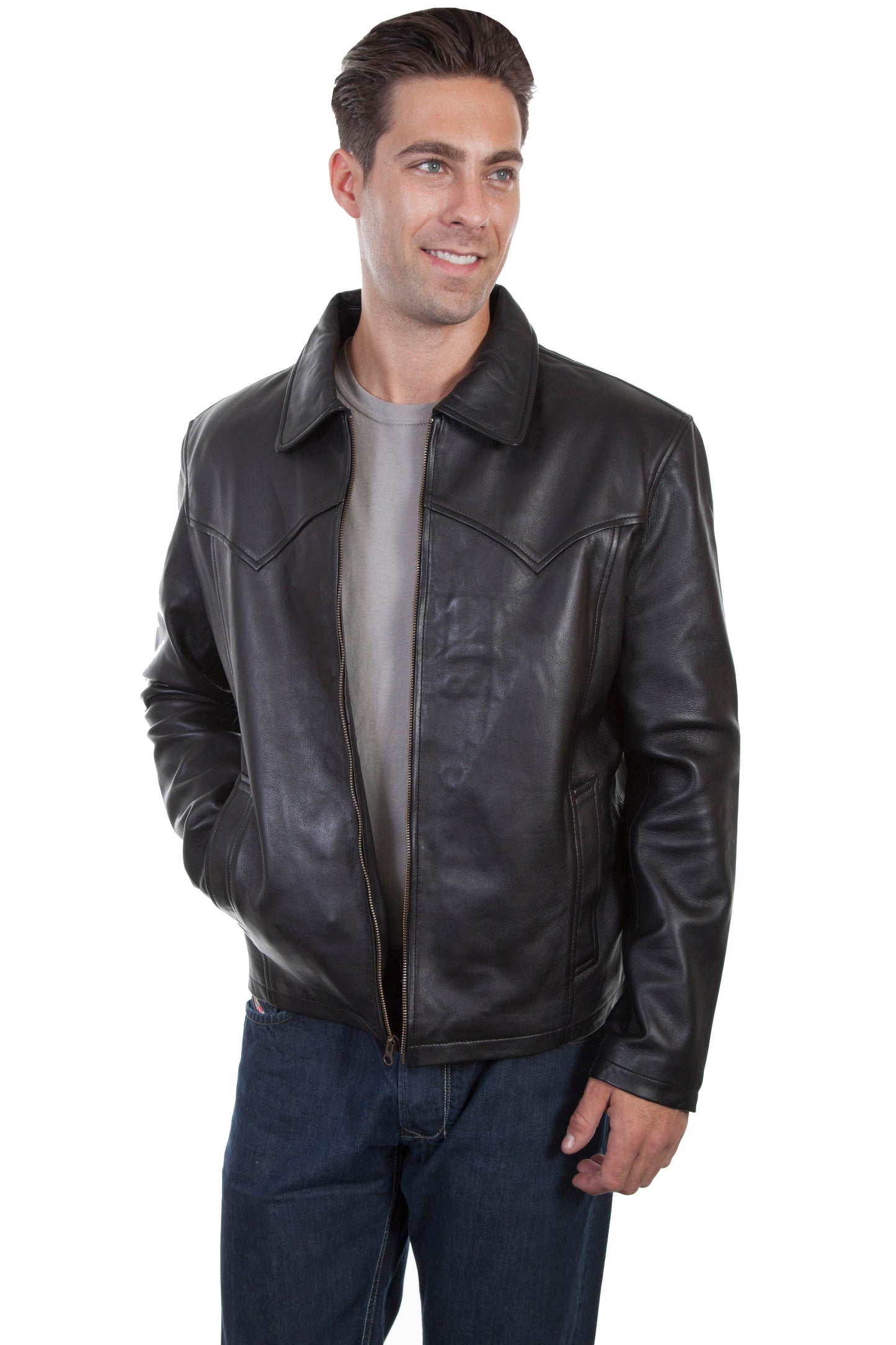 Scully Men's Lamb Leather Soft Touch Jacket in Black