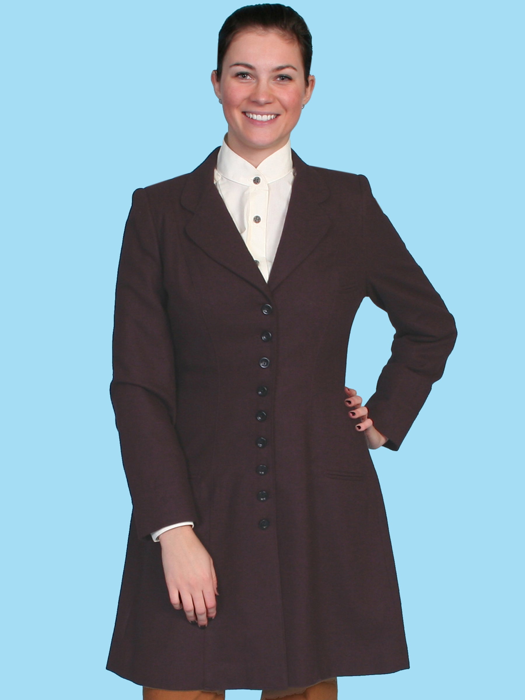 Scully Women's Vintage Wool Frock Coat in in Burgundy
