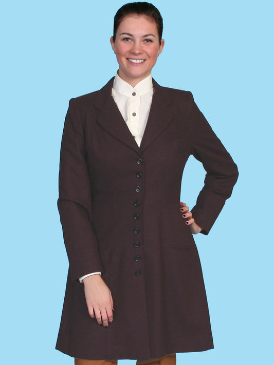 Scully Women's Vintage Wool Frock Coat in in Burgundy