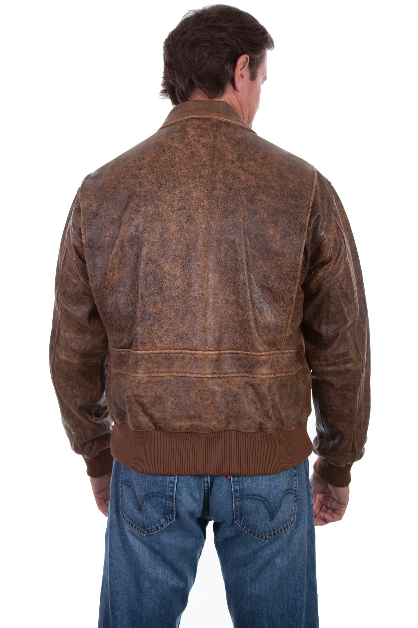 Scully Men's Vintage Bomber Jacket in Brown Antique Lamb