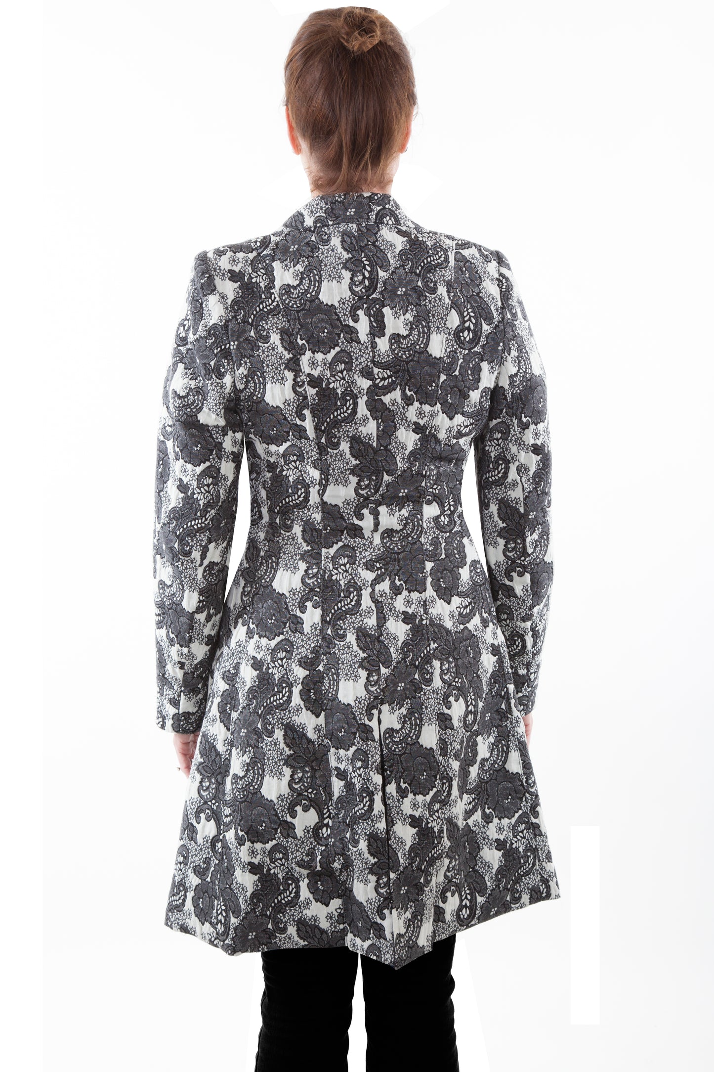 Scully Western Women's Damask Paisley Frock Black Coat in Black-White